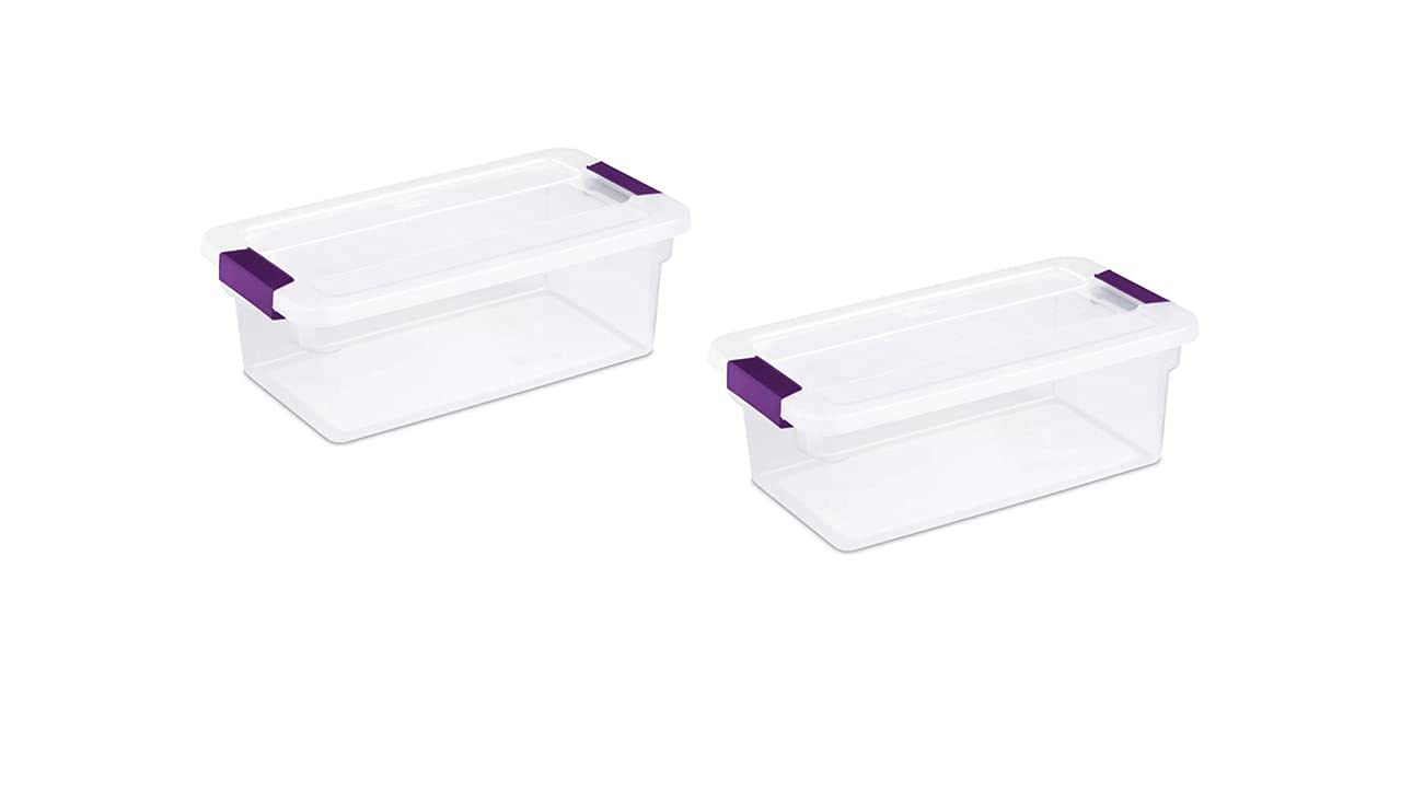 Sterilite contenedores ClearView pack de 2 vista frontal, organización instantánea