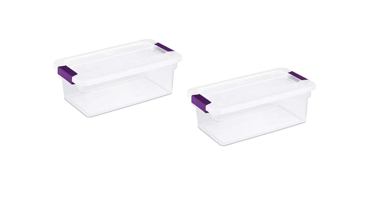 Sterilite contenedores ClearView pack de 2 vista frontal, organización instantánea