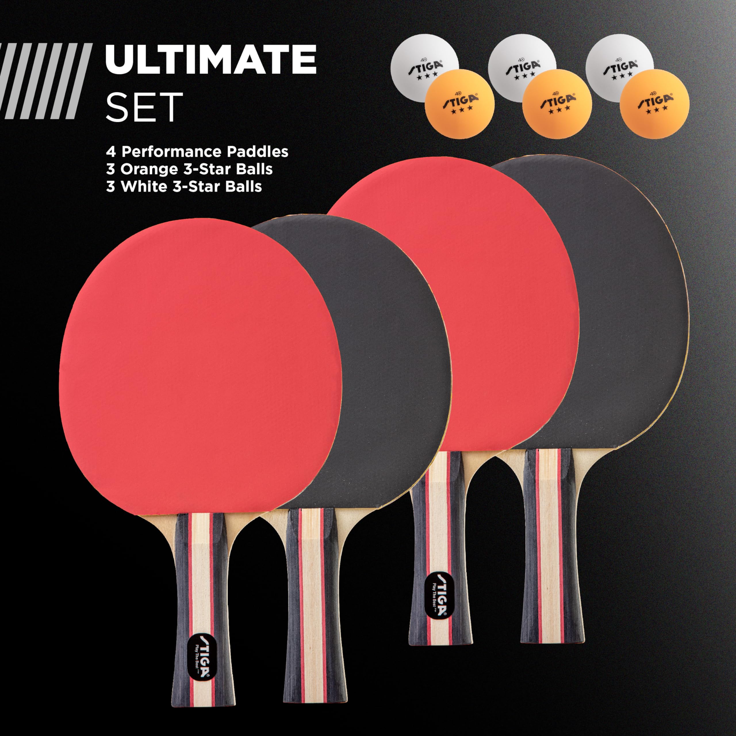 STIGA seis pelotas 3 estrellas 40mm en naranja y blanco para botes uniformes
