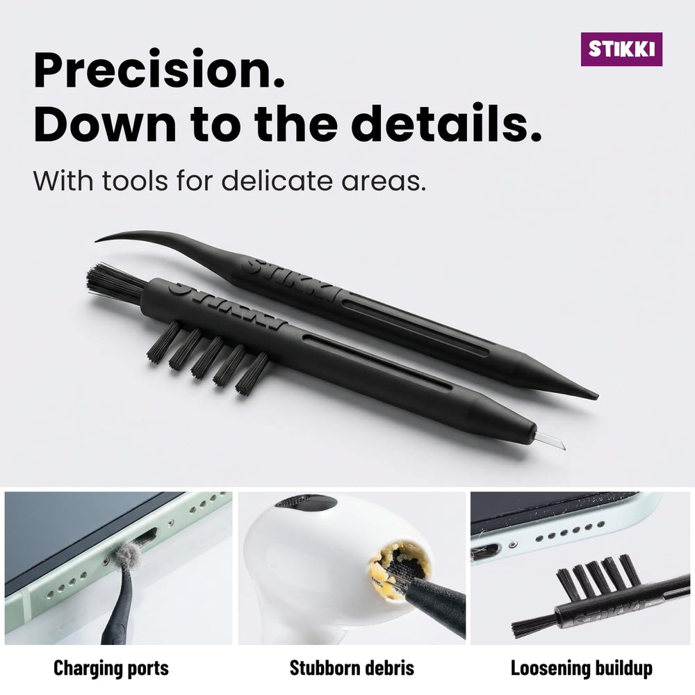 STIKKI kit junto a una mano para comparar tamaño, práctico y portátil