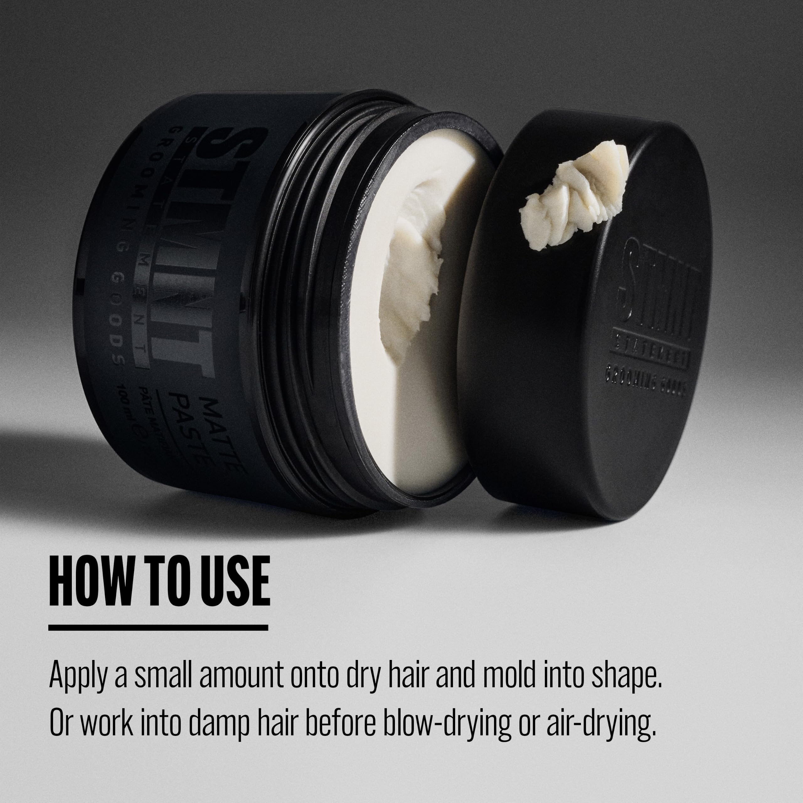 STMNT matte paste before and after styling for visible volume and separation