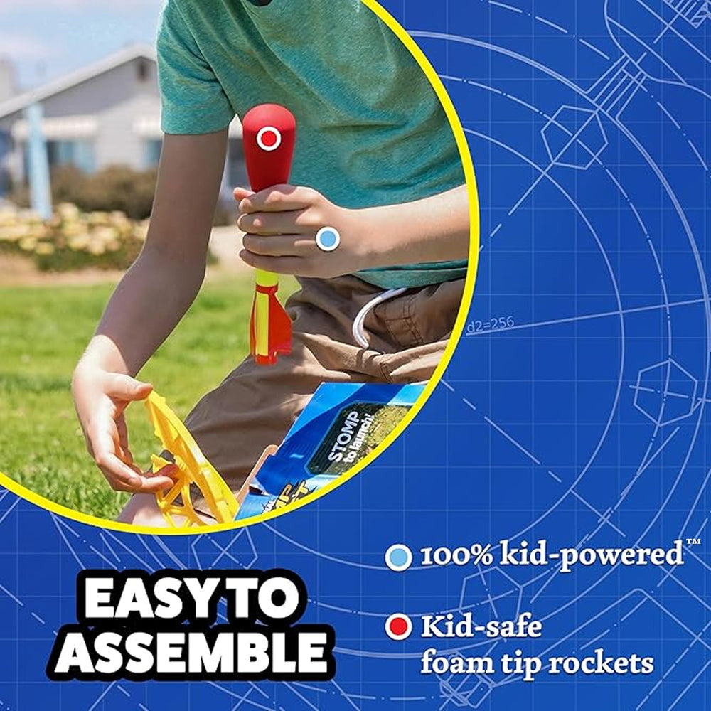 Stomp Rocket cohete en vuelo alcanzando gran altura, diversión activa