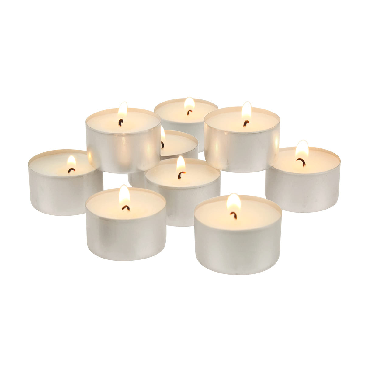 Stonebriar pack frontal mostrando 200 tealights, conveniencia y cantidad