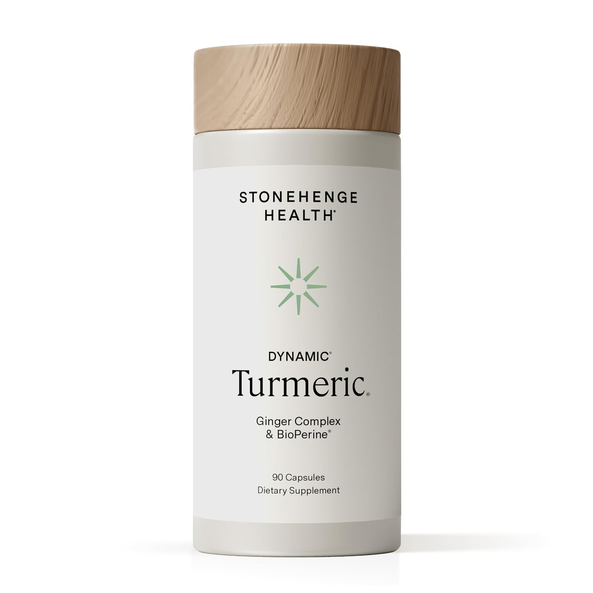 Stonehenge Health frasco delante mostrando la etiqueta y beneficios