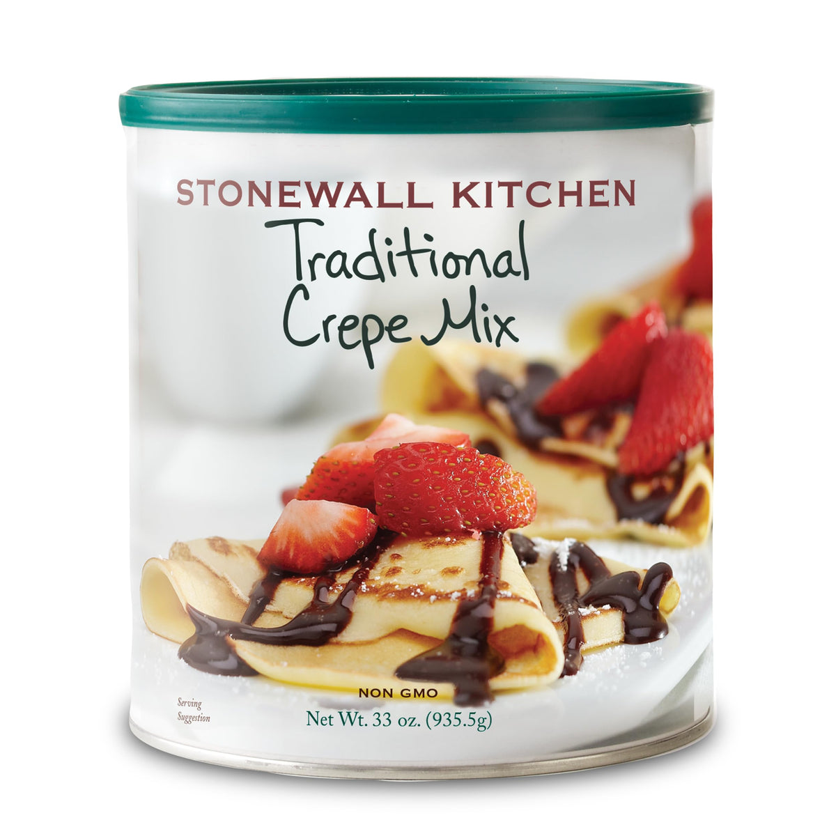 Stonewall Kitchen envase frontal de mezcla para crepes mostrando tamaño y marca
