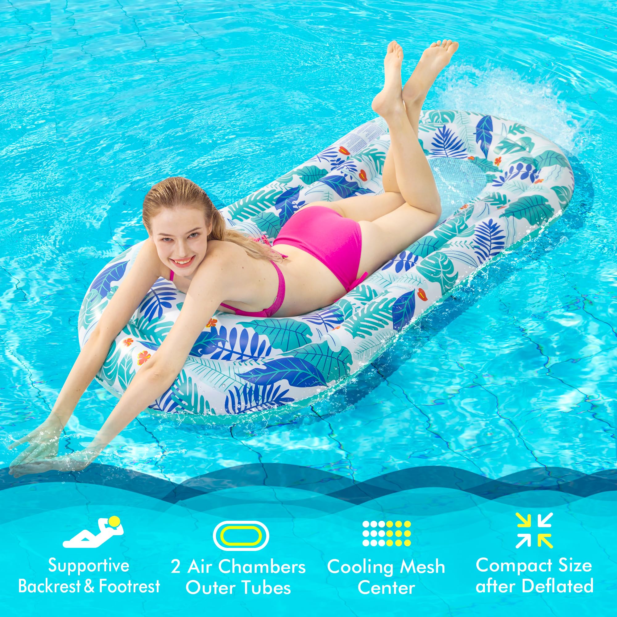 Stonful pareja usando flotadores en piscina para descanso compartido