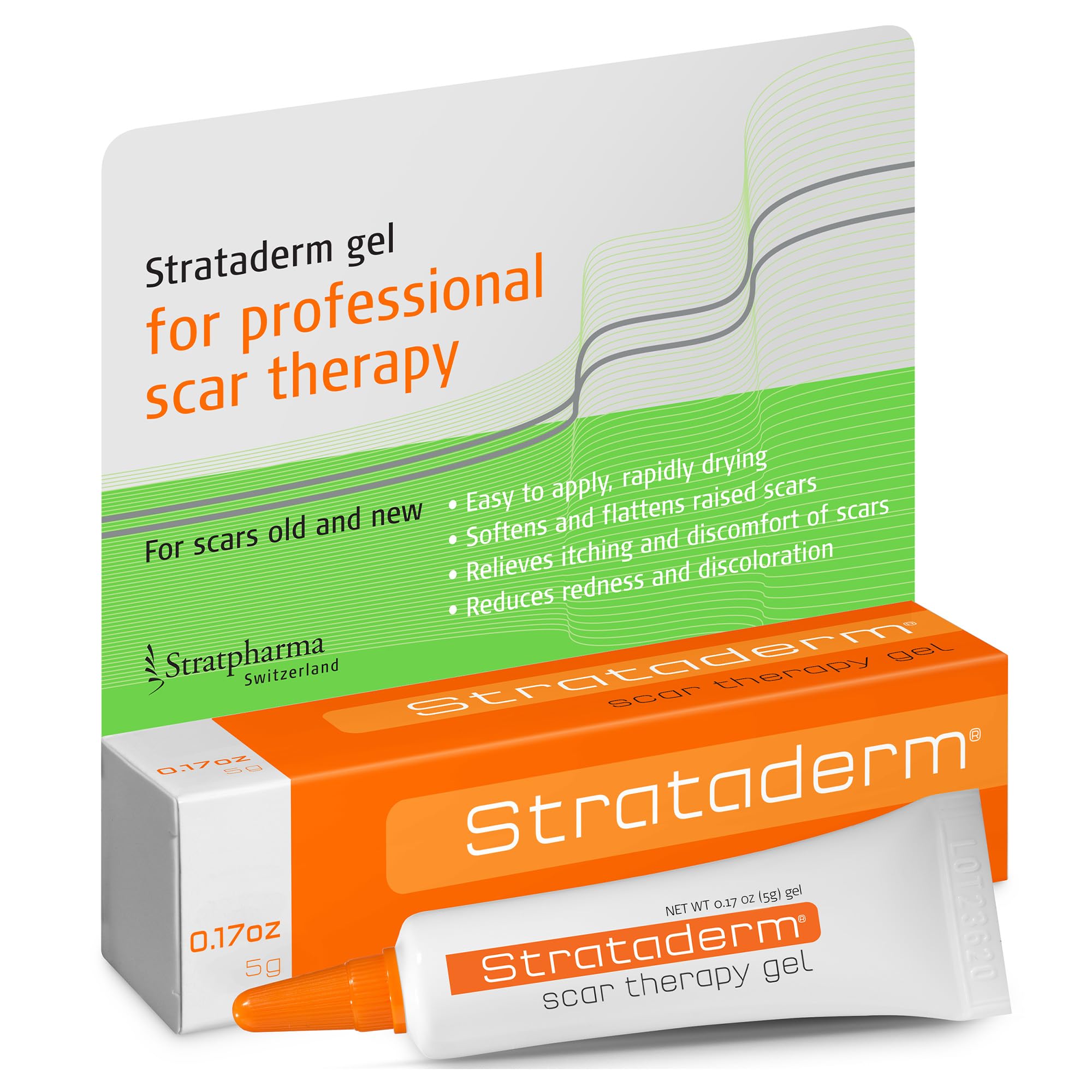 Strataderm tubo frontal mostrando presentación y beneficio de transporte
