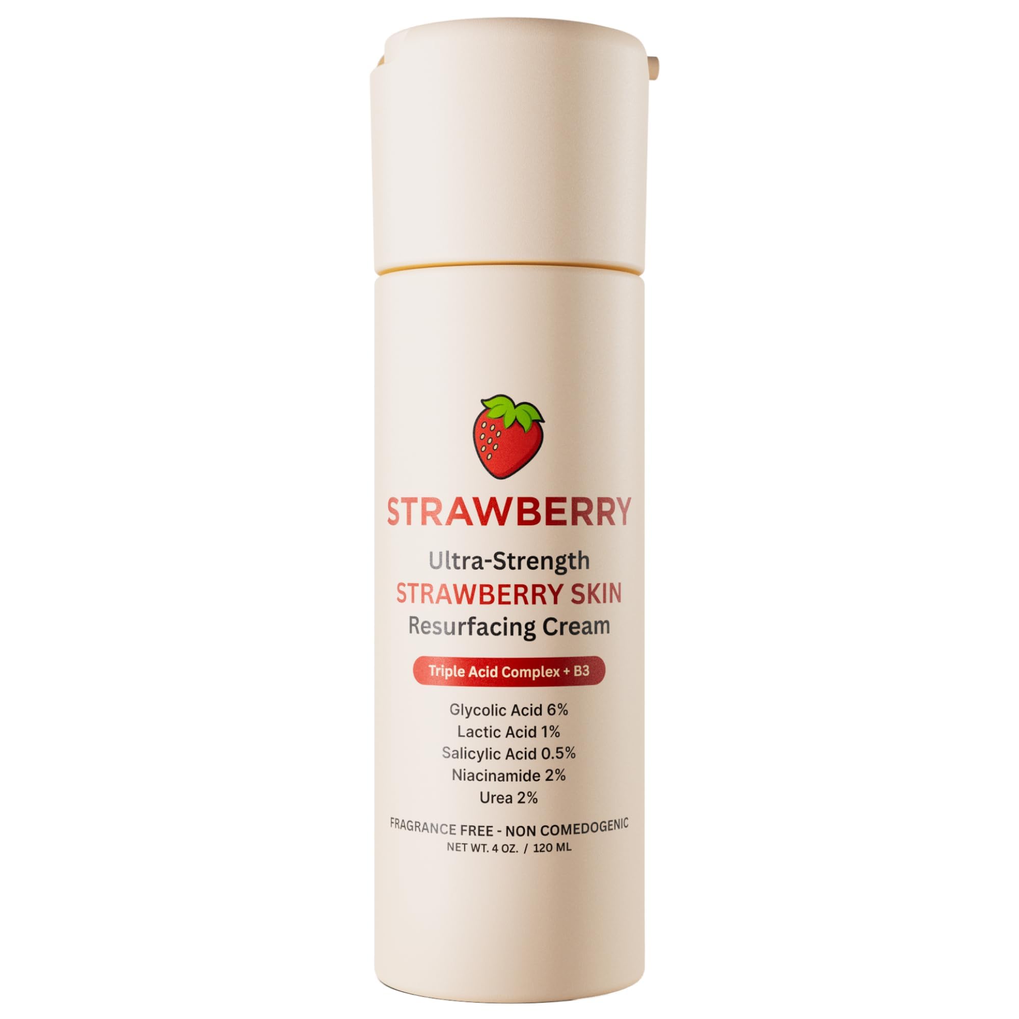 Strawberry envase frontal mostrando etiqueta y beneficio de exfoliación