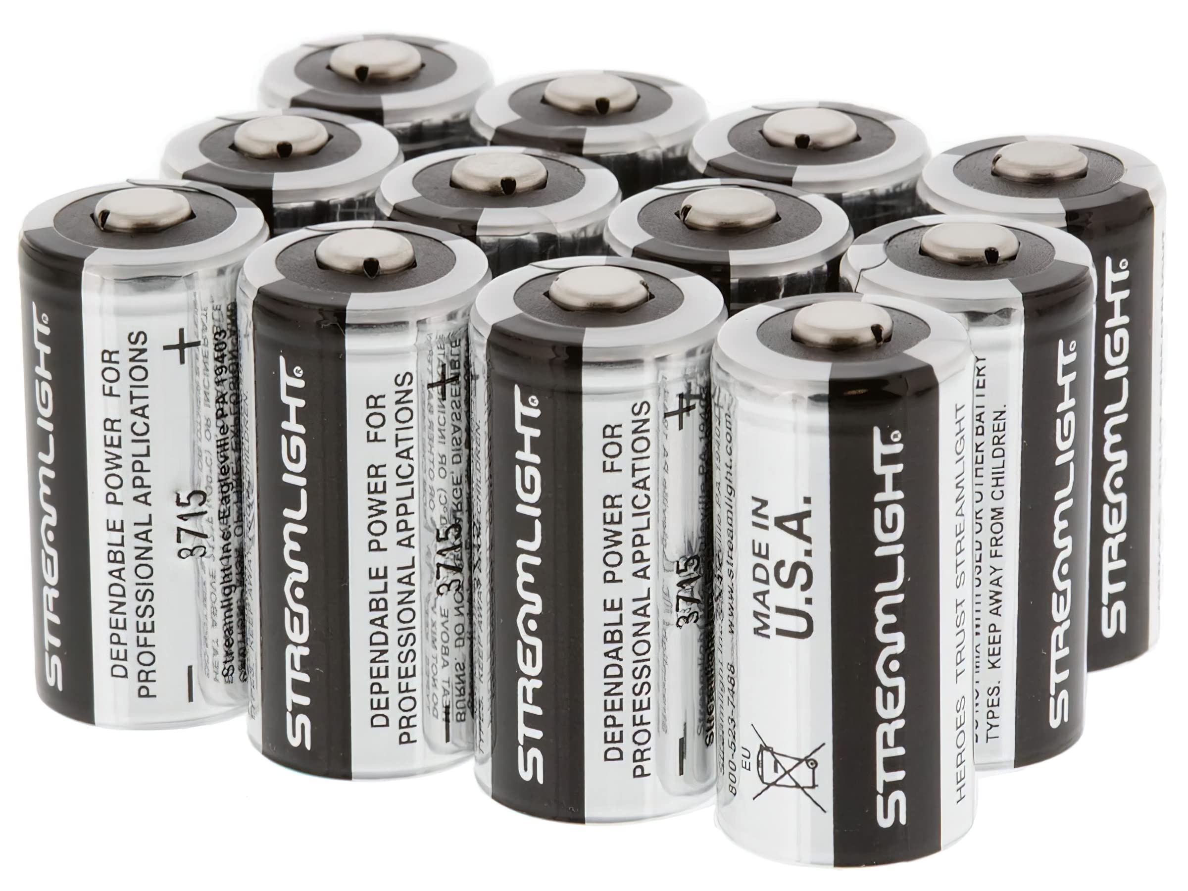 Detalle de terminal de pila Streamlight CR123A que muestra construcción robusta y seguridad