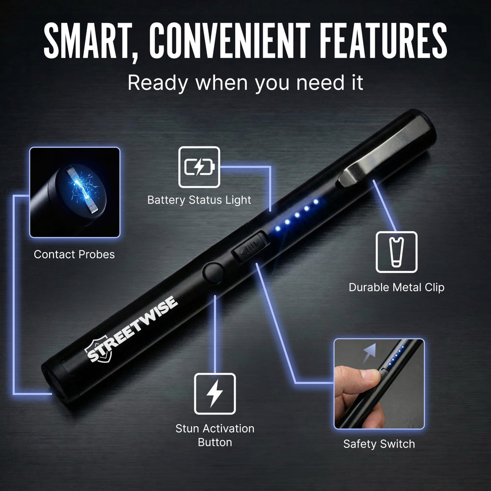 Streetwise battery indicator light on pen showing readiness at a glance