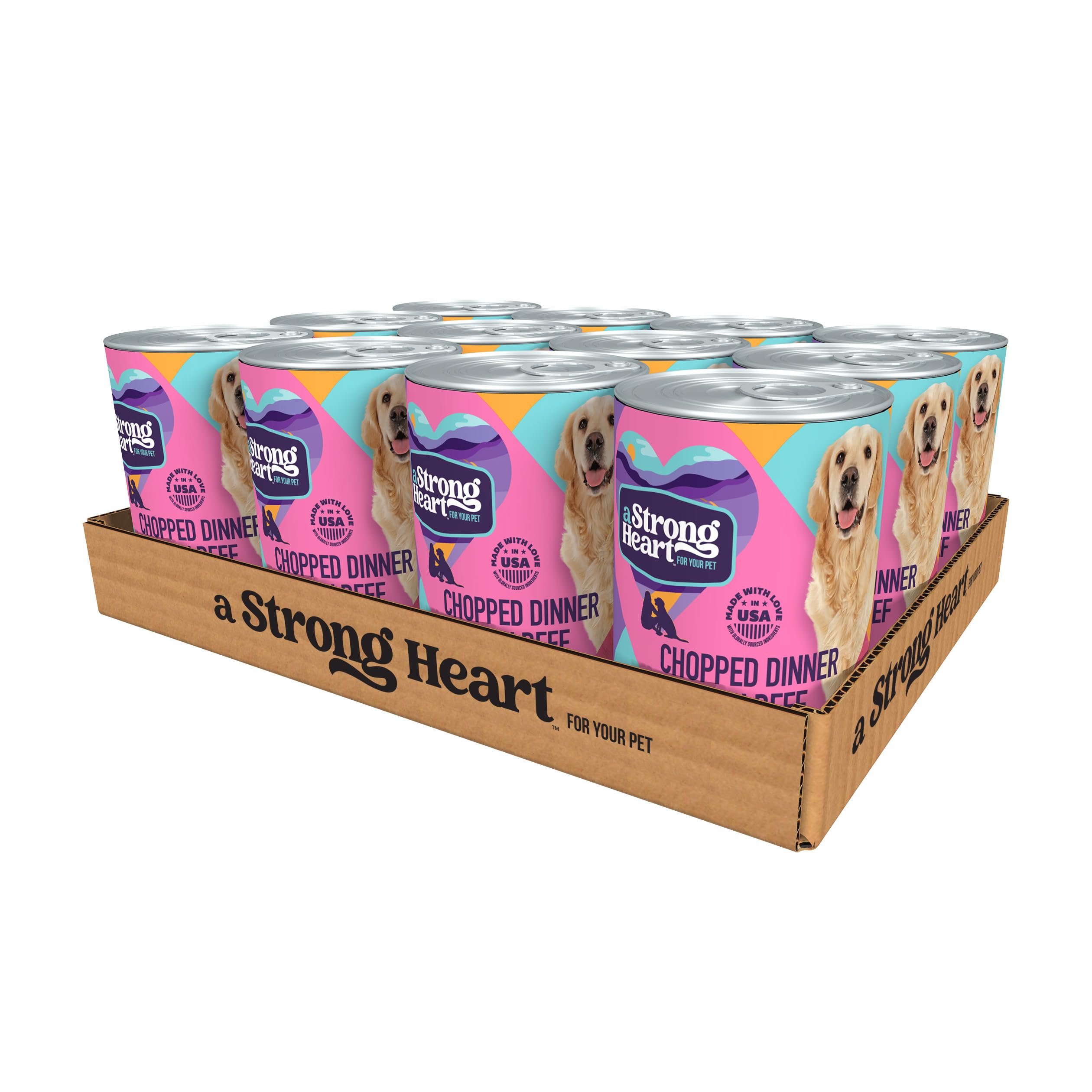 Strongheart frente de lata 13.2oz mostrando marca y formato práctico