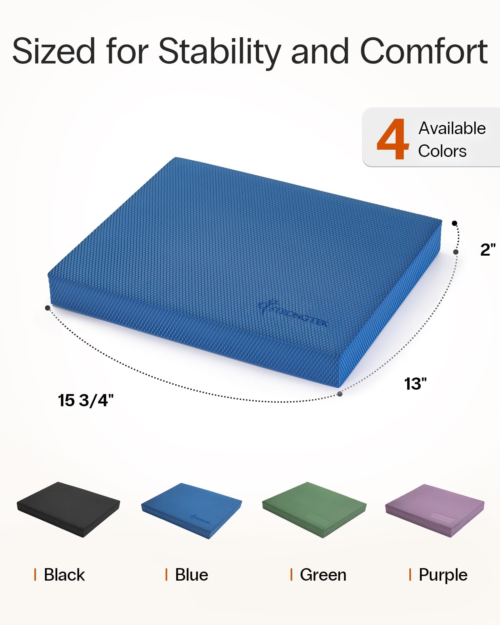 StrongTek etiqueta con medidas y material TPE resistente al agua