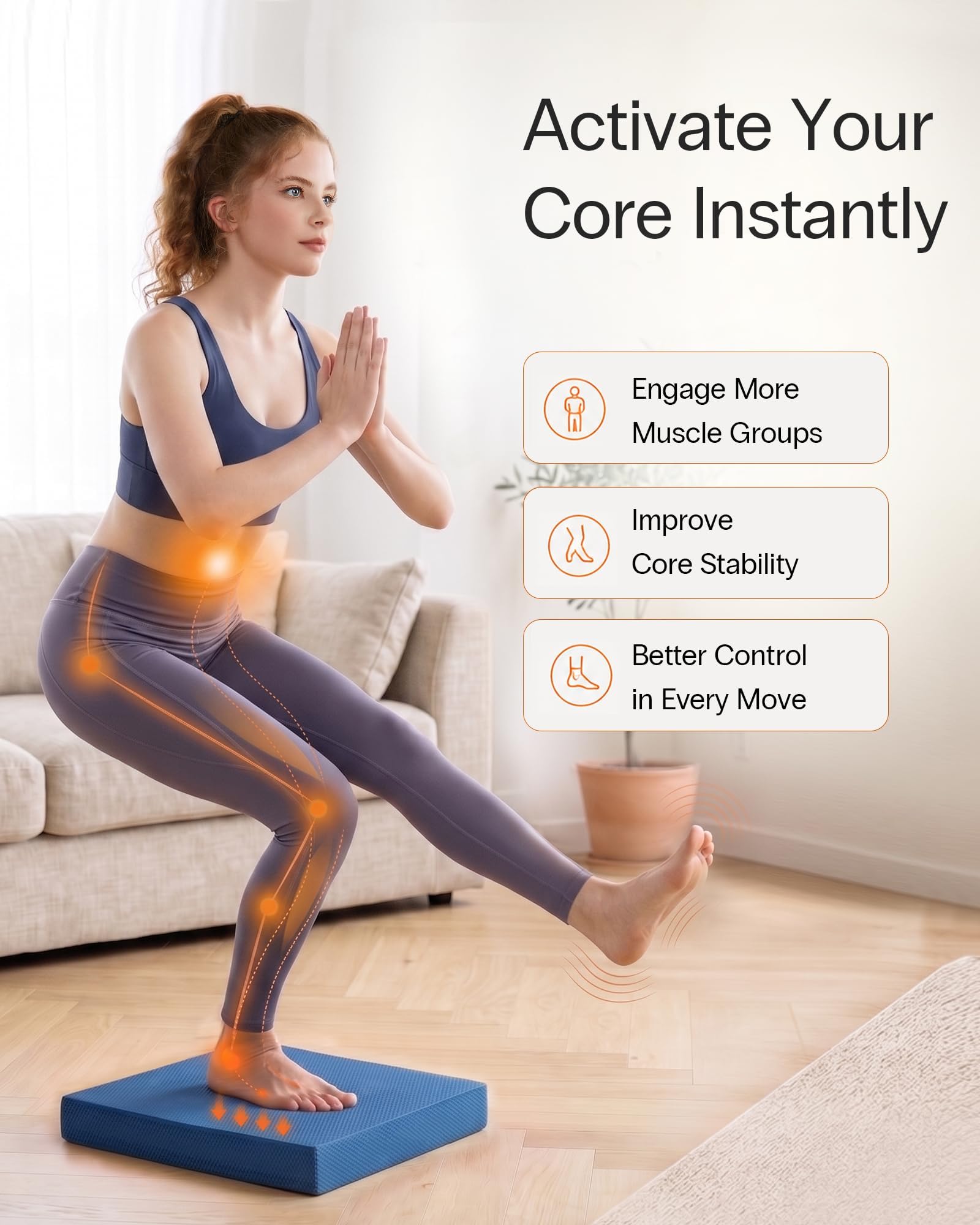StrongTek persona usando el pad de pie para entrenar equilibrio seguro