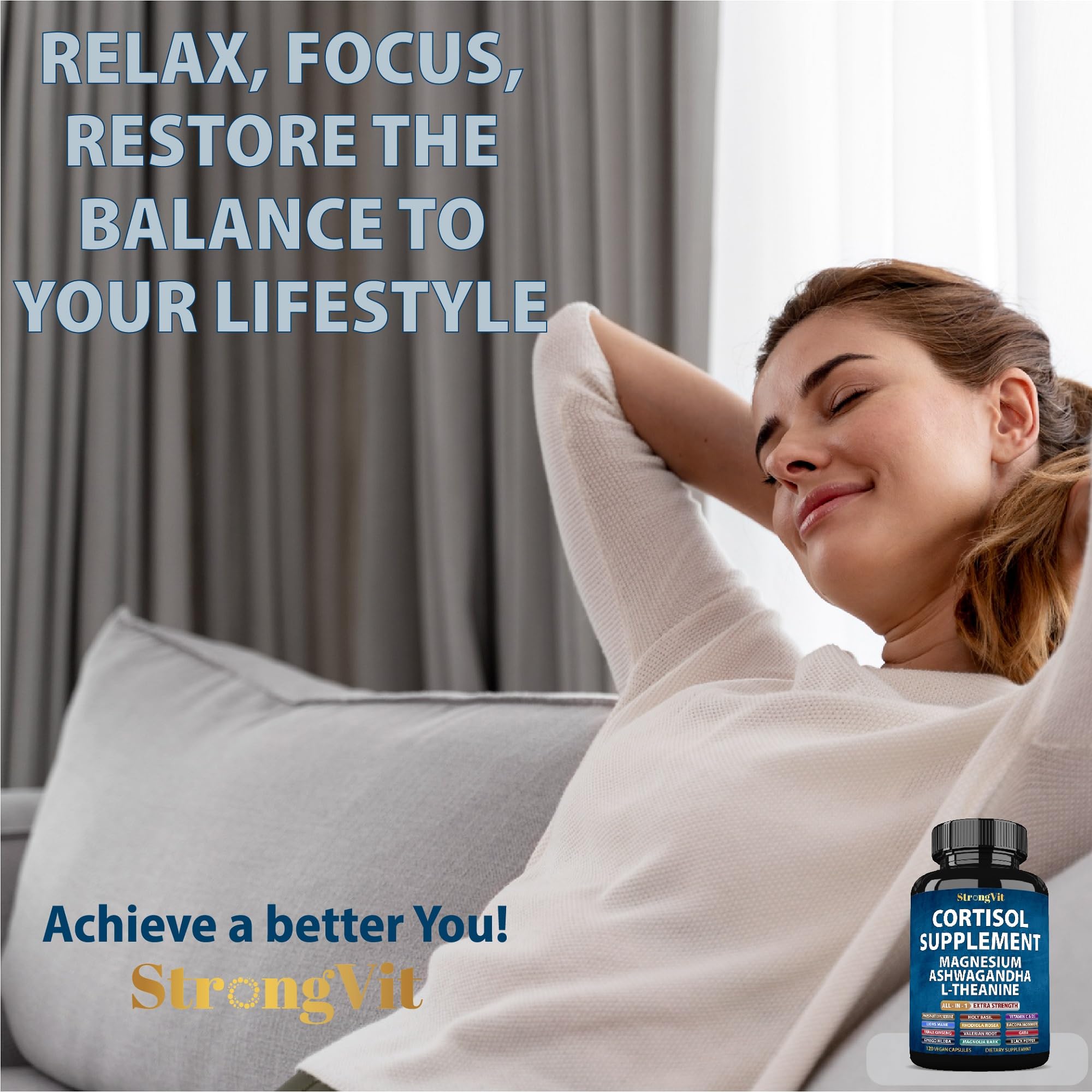StrongVit ingredientes naturales en tela resaltando adaptógenos
