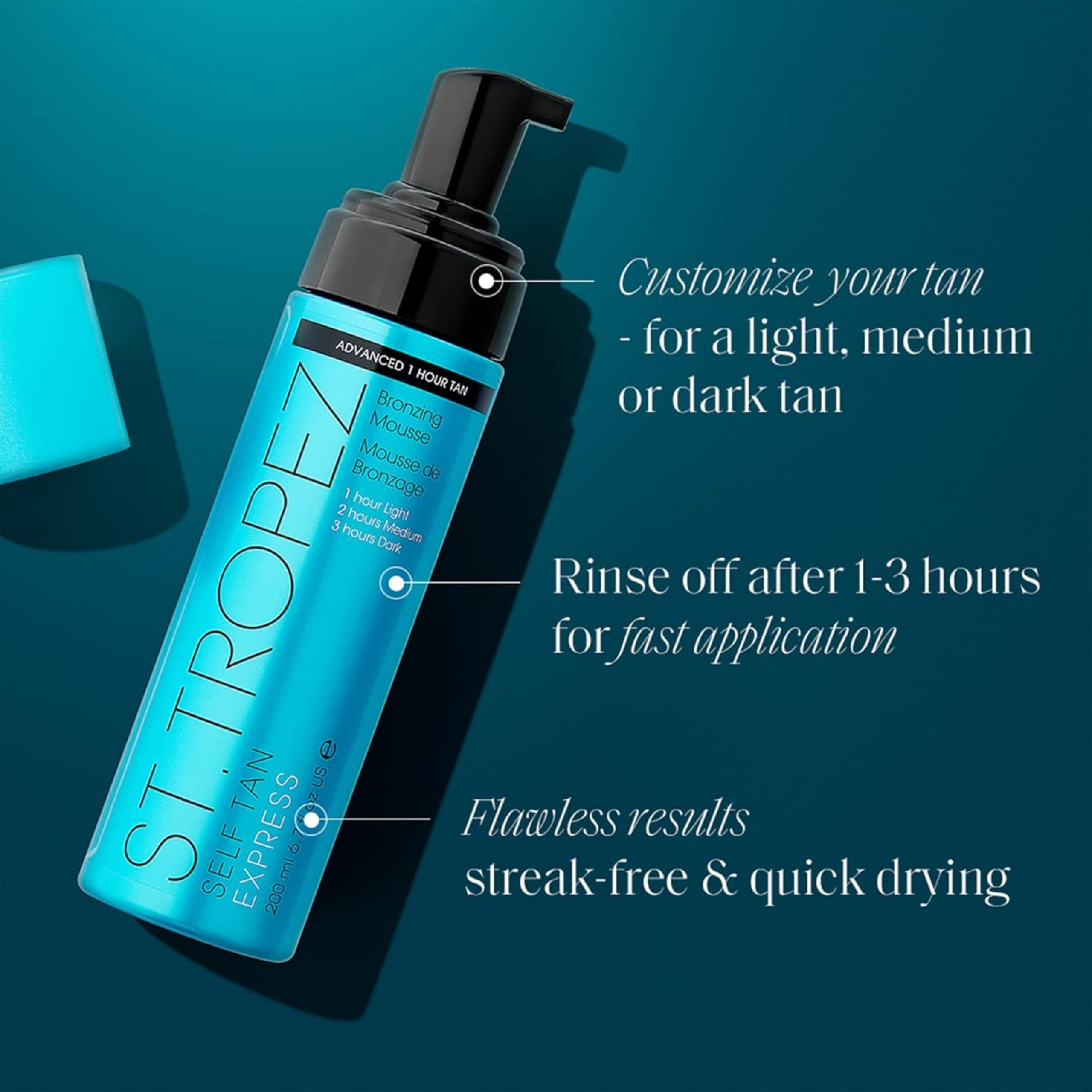 St.Tropez mousse aplicada en manopla para una aplicación uniforme y sin rayas