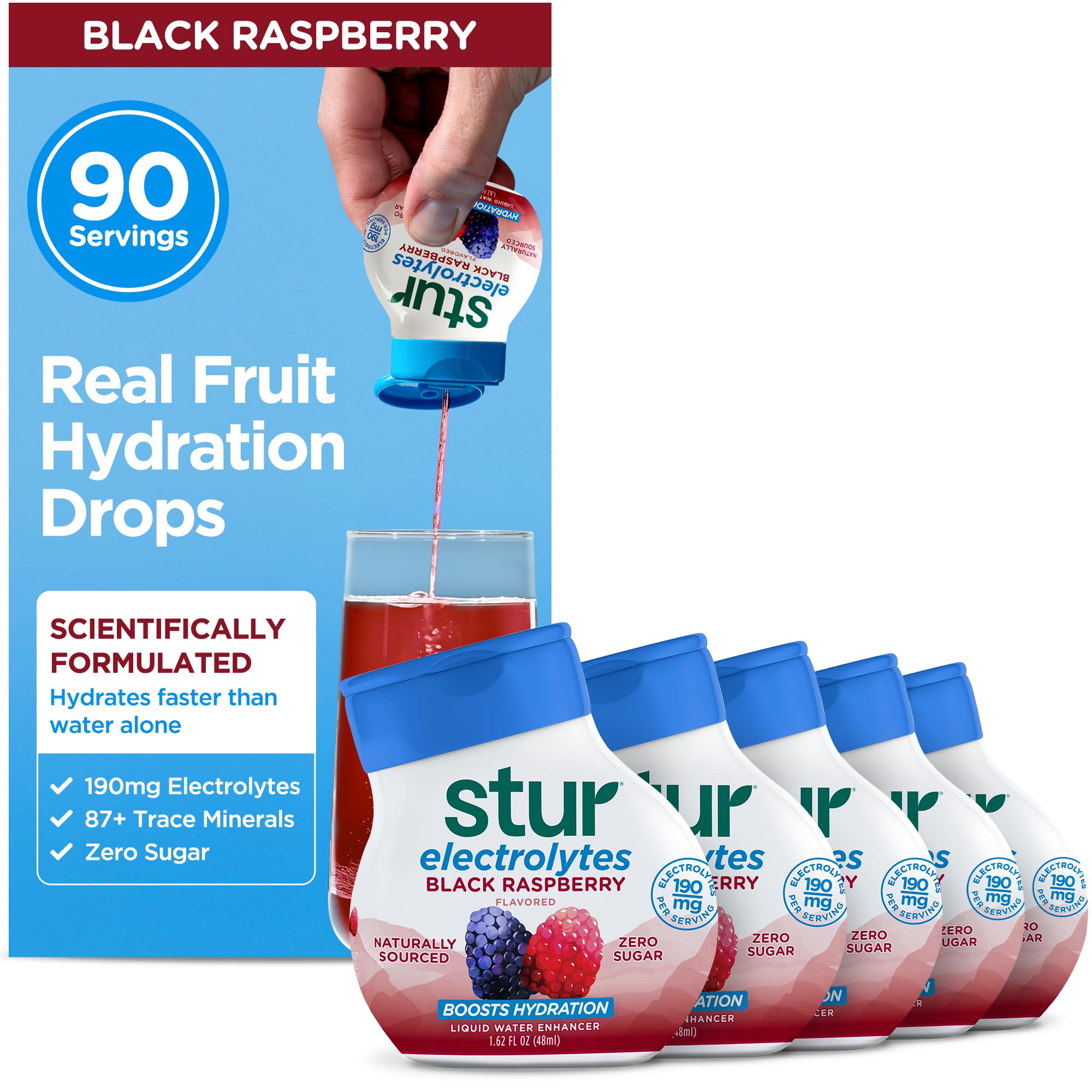 Stur frontal del envase Black Raspberry mostrando diseño y beneficio sabor real