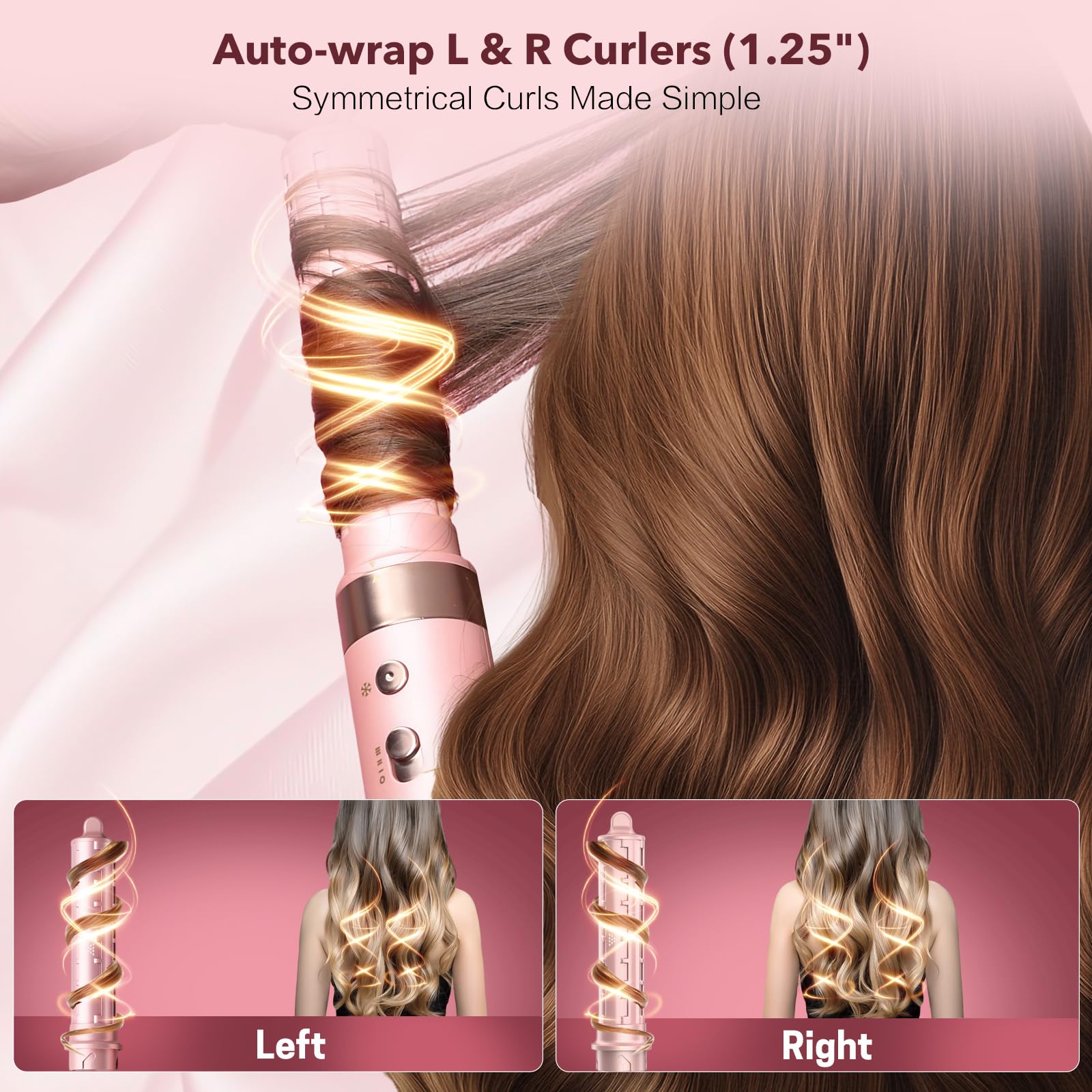 StyleVibe barril auto-wrap L/R girando para rizos uniformes y ahorro de tiempo