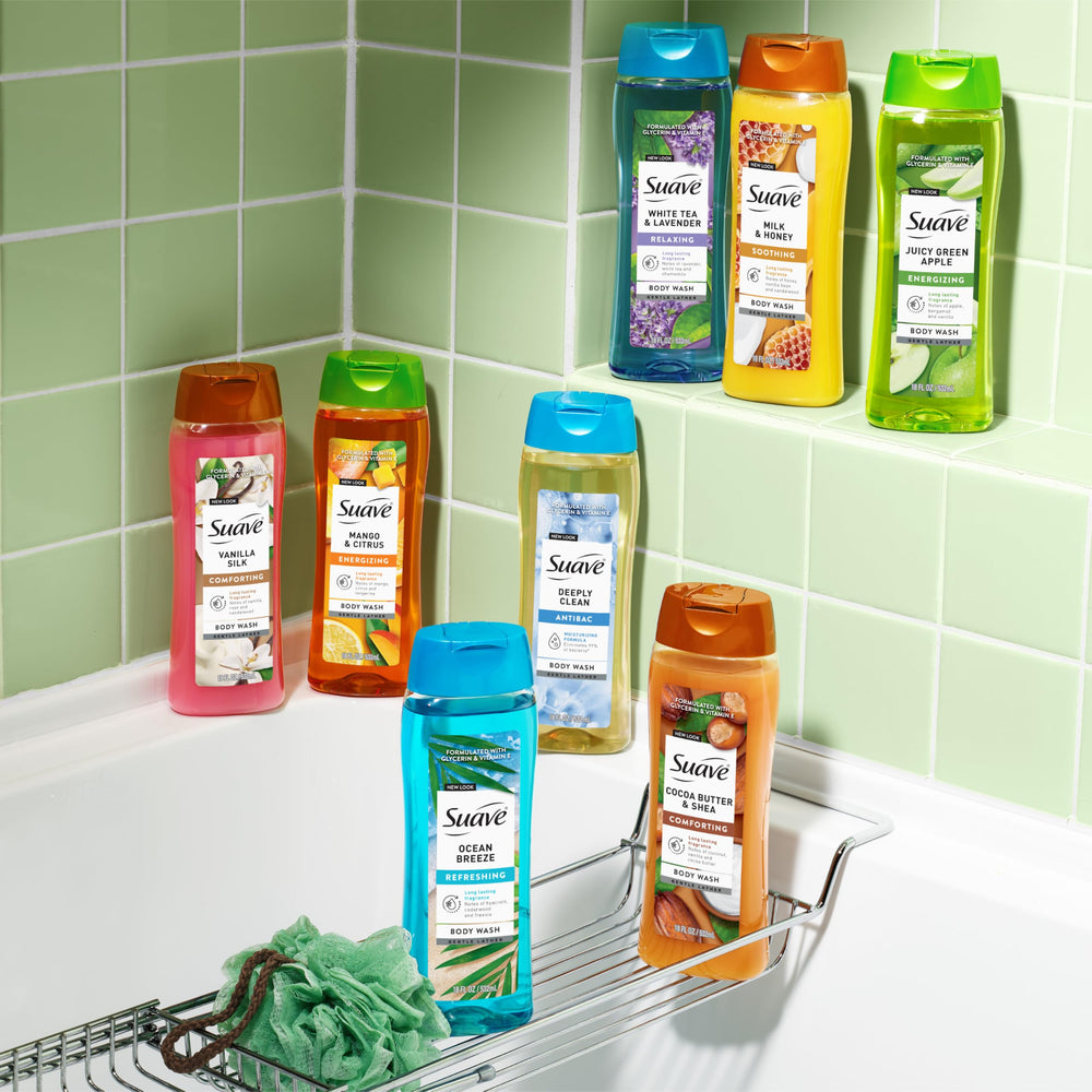 Suave gel de ducha en ambiente estilo spa para relajación diaria