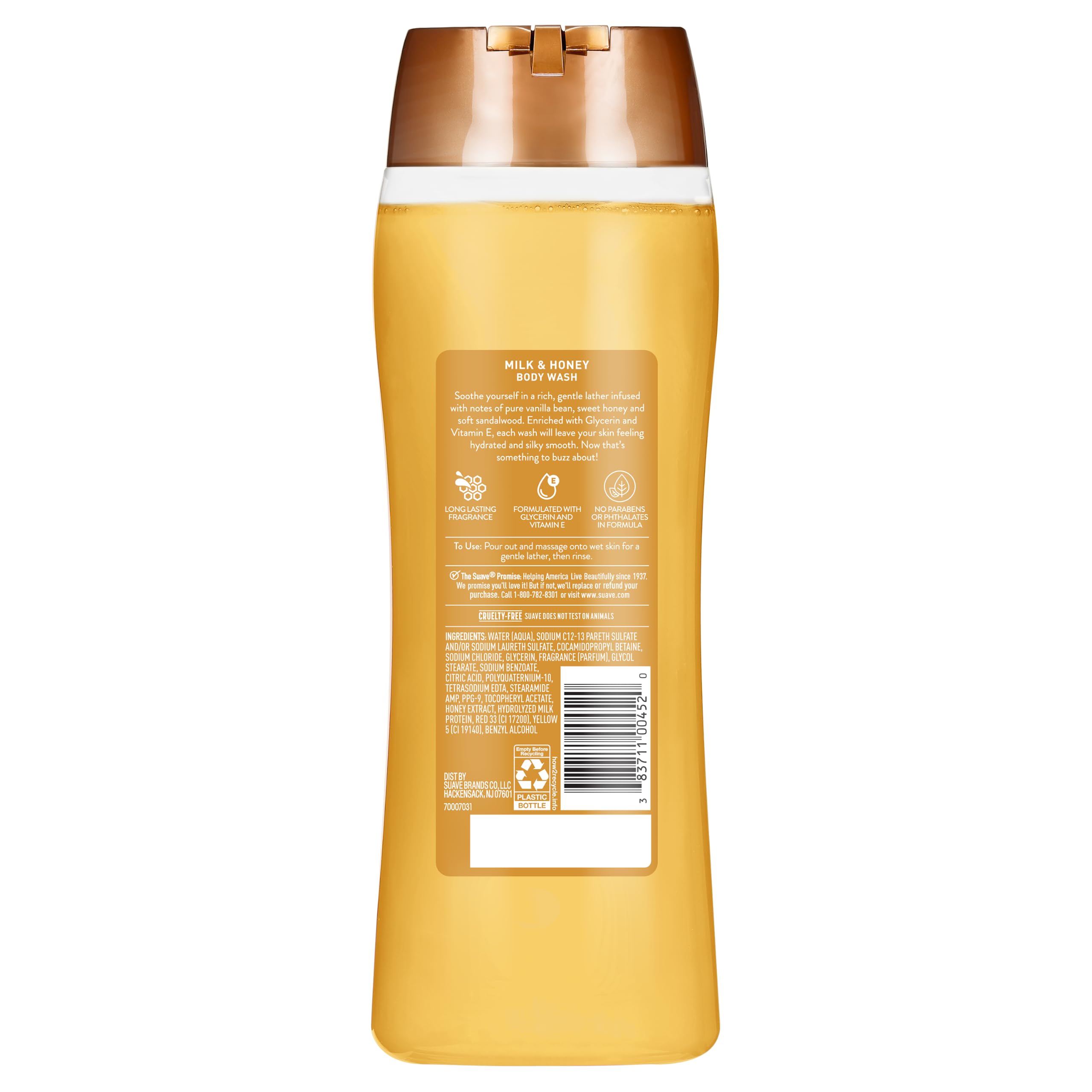 Etiqueta Suave destacando vitamina E e ingredientes suaves