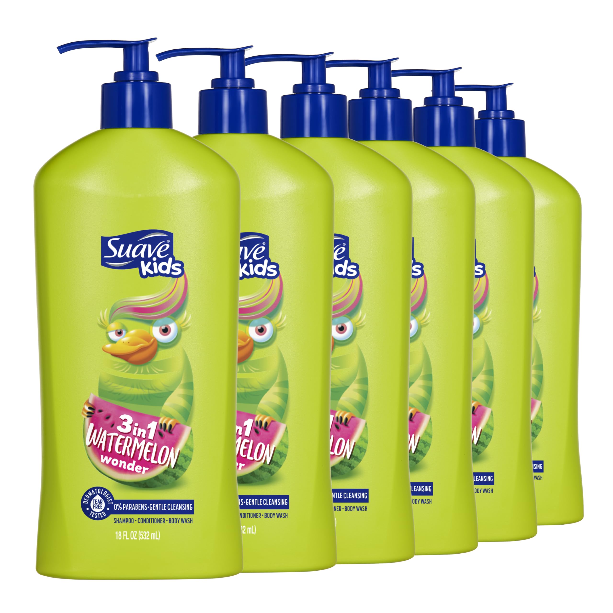 Suave botella frontal 3-en-1 con aroma sandía para baños rápidos