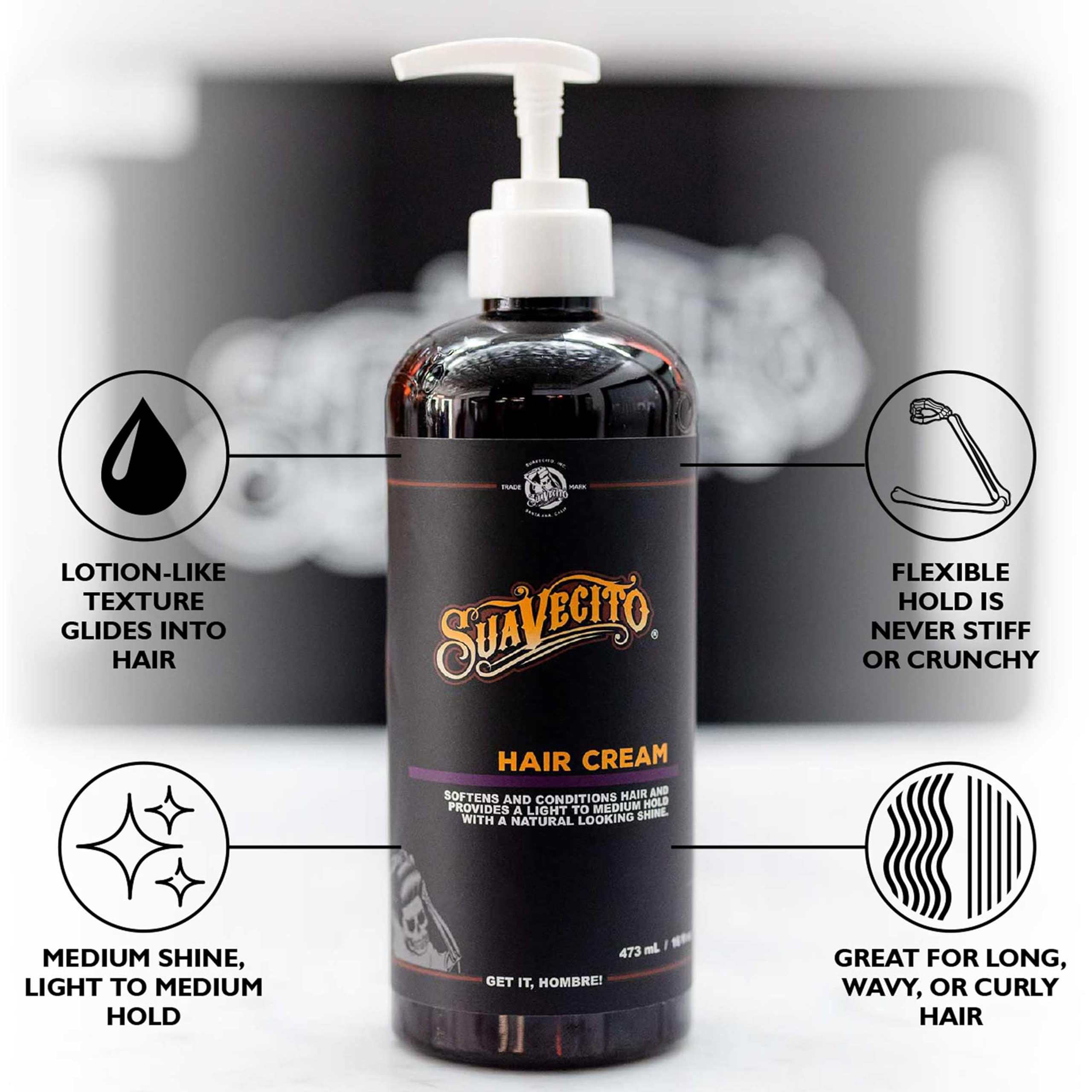 Suavecito Pomade textura cremosa en primer plano que aporta hidratación visible