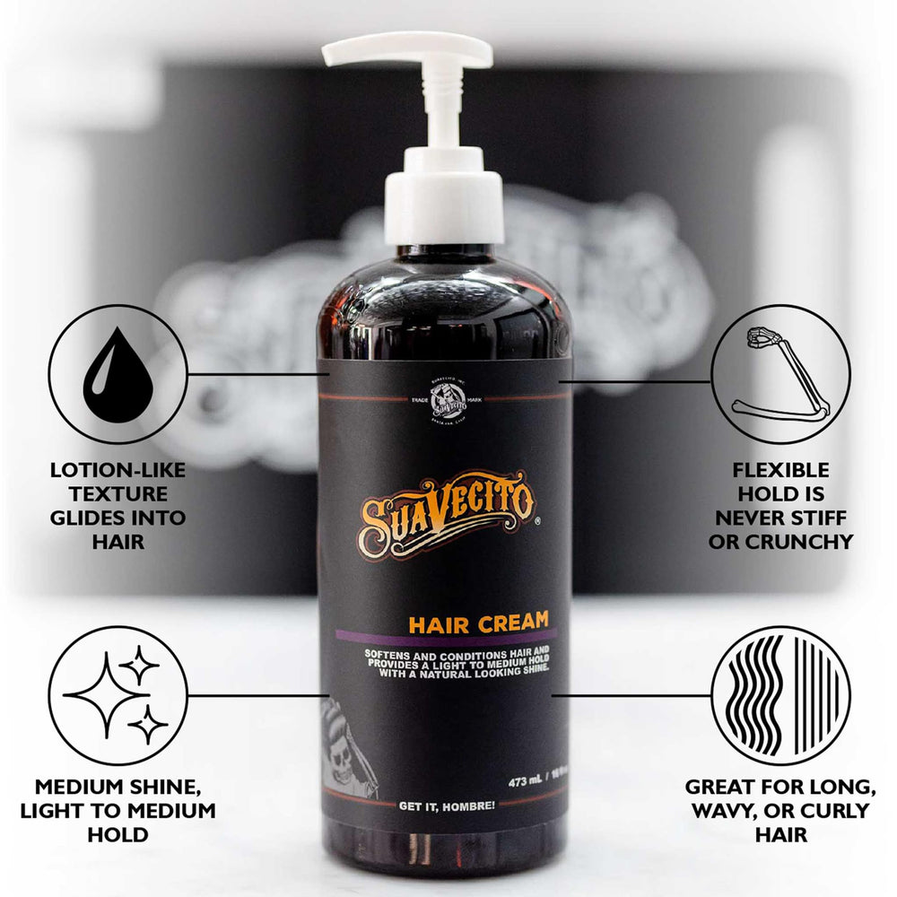 Suavecito Pomade textura cremosa en primer plano que aporta hidratación visible