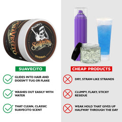 Suavecito Pomade primer plano de la consistencia cremosa y homogénea