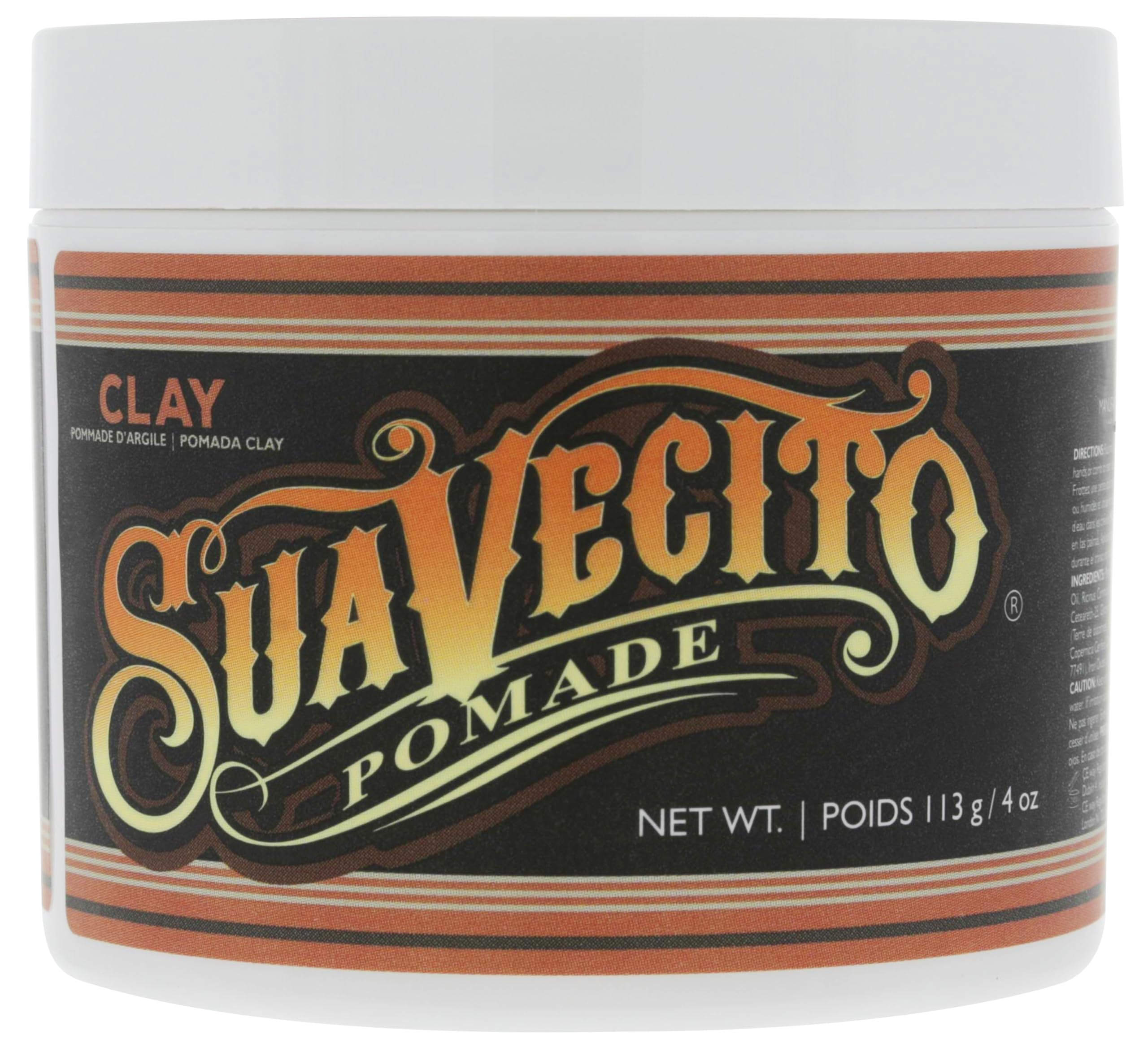 Suavecito Pomade frasco frontal mostrando el diseño y tamaño práctico