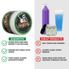 Suavecito Pomade aplicación en manos para distribución sin tirones