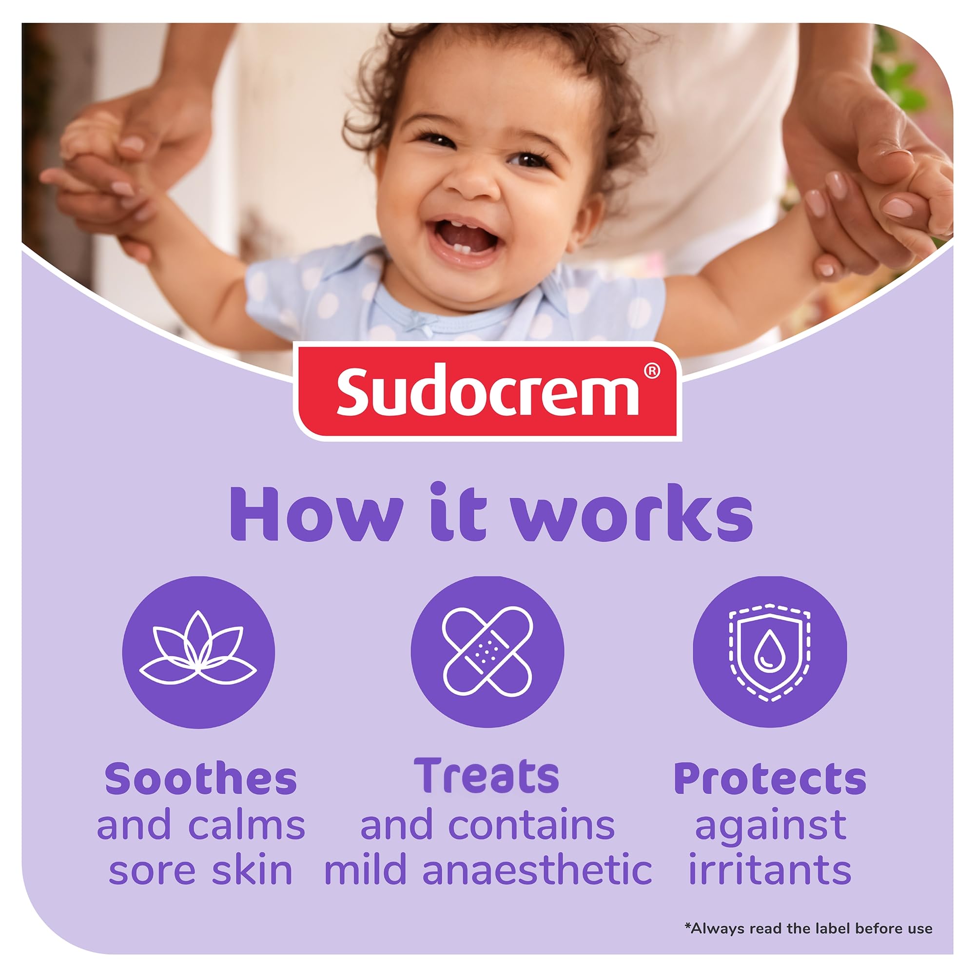Sudocrem aplicación en zona de pañal calma y protege al bebé