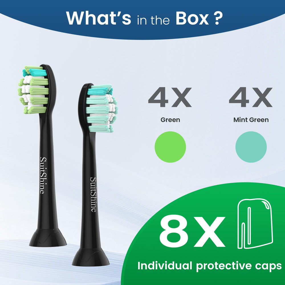 SuitShine embalaje y etiqueta que muestran compatibilidad con Sonicare