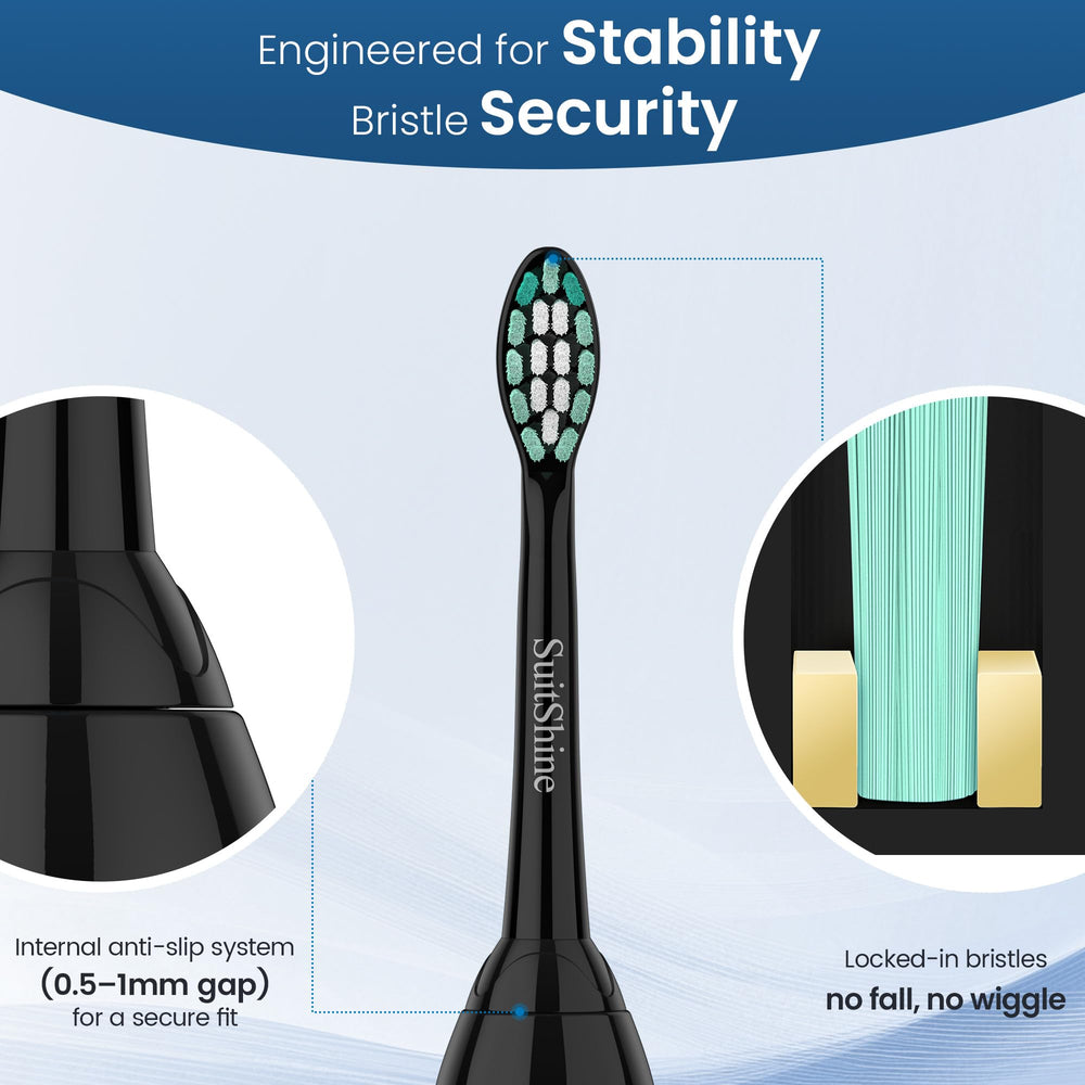 SuitShine cabezal en uso sobre dientes mostrando limpieza eficaz
