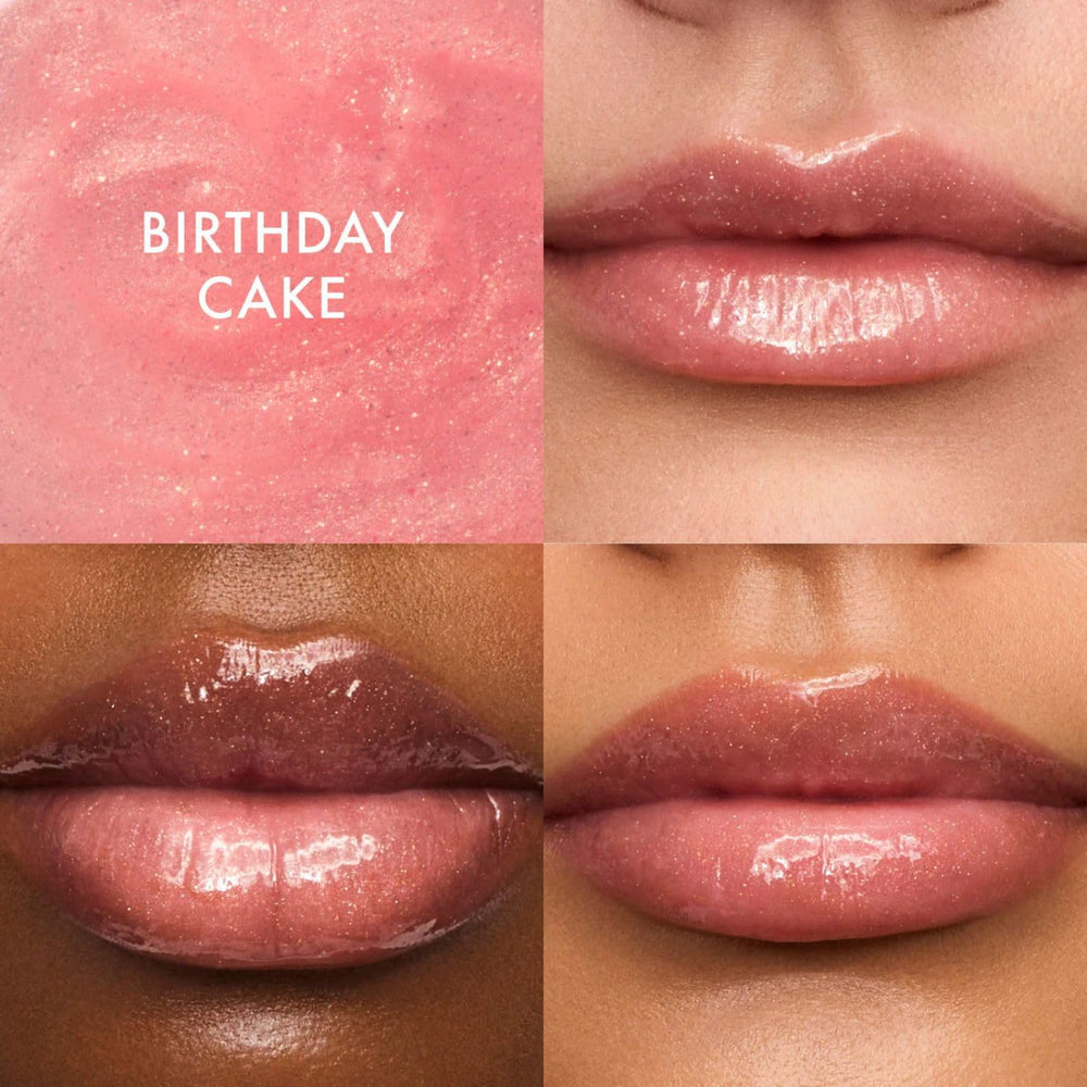 Summer Fridays aplicación Birthday Cake en labios con brillo natural