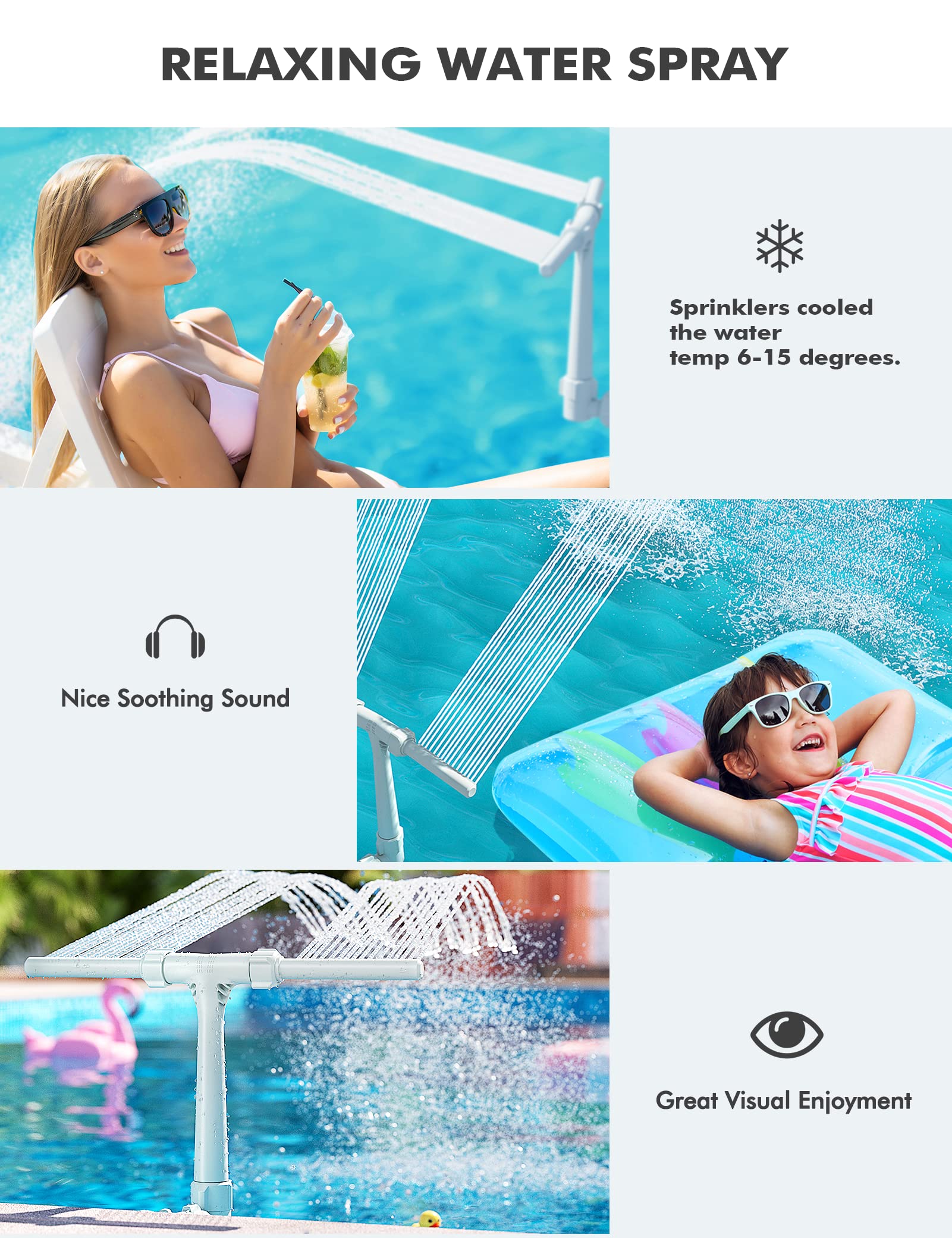 SUMMERBUDDY fountain producing cross spray illustrating dynamic water patterns