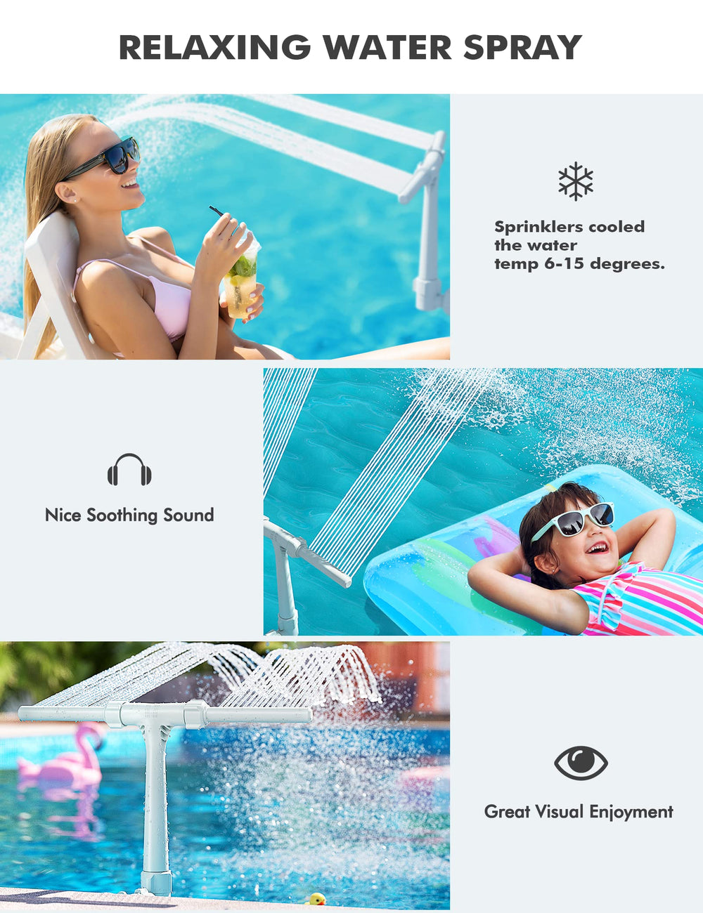 SUMMERBUDDY fountain producing cross spray illustrating dynamic water patterns