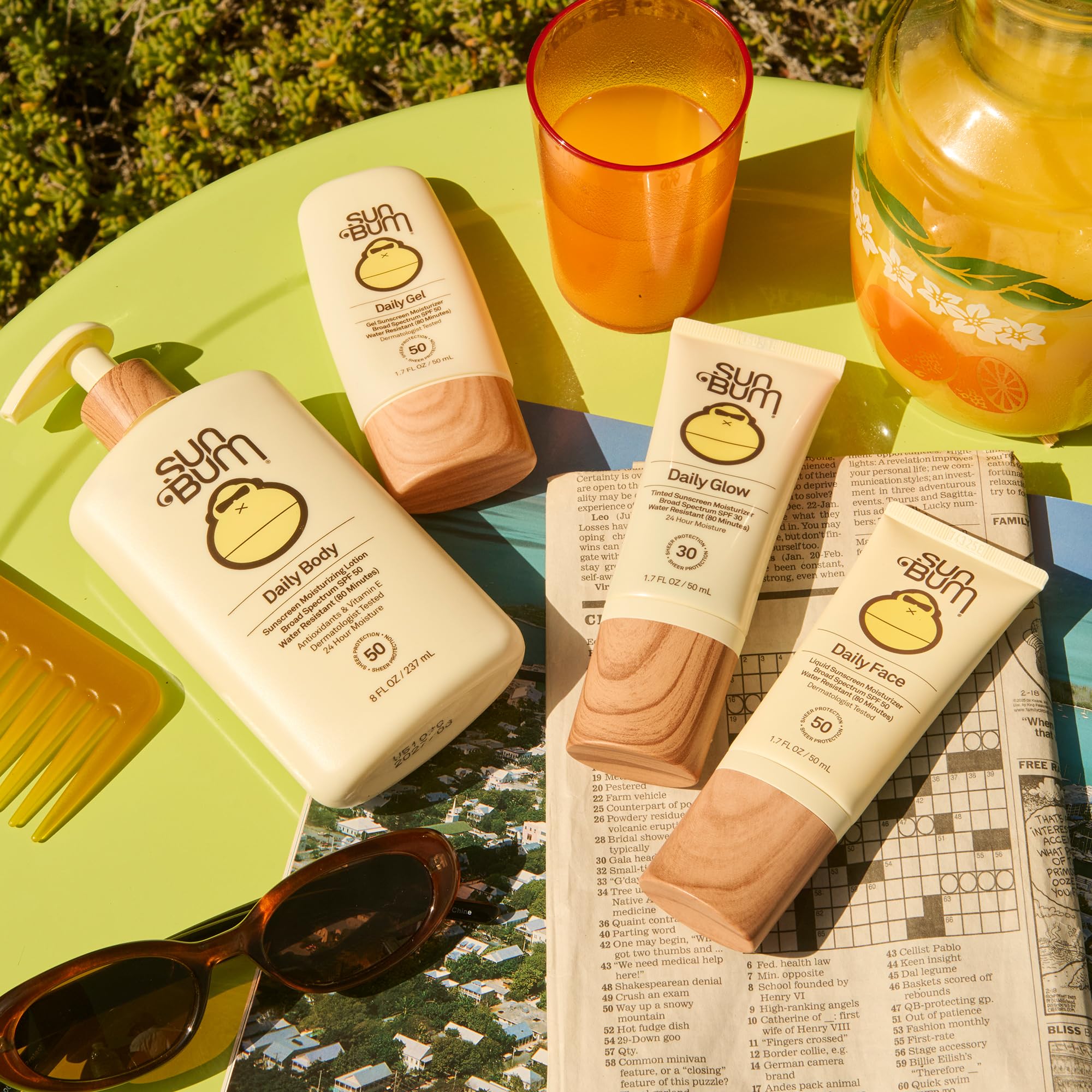 Sun Bum etiqueta con ingredientes destacando vitamina E y antioxidantes