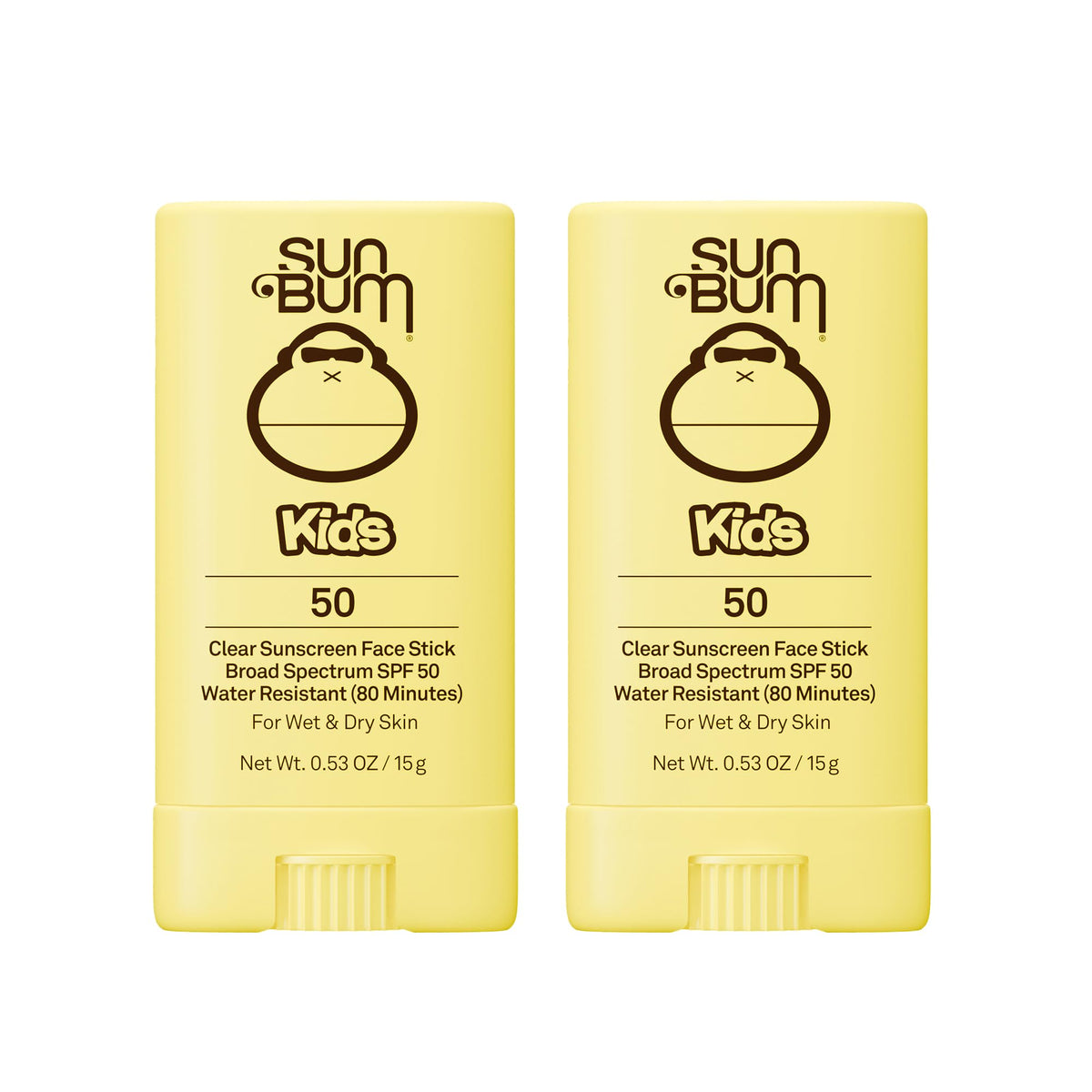 Sun Bum stick facial pack de 2 vista frontal práctico para niños