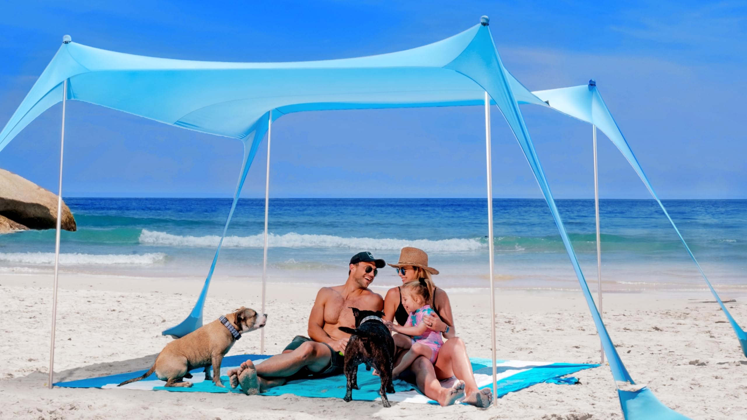 SUN NINJA vista frontal de la carpa mostrando sombra amplia