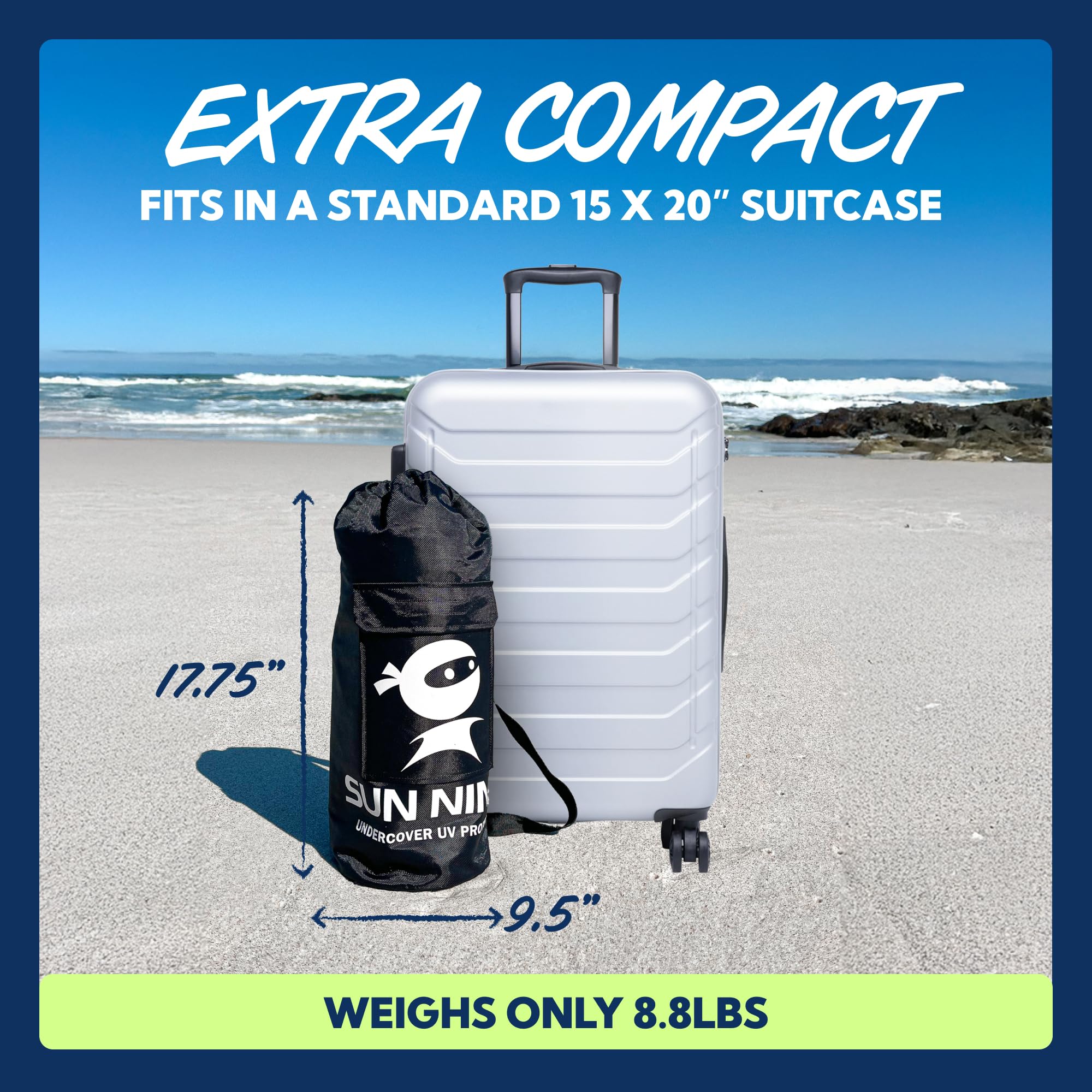 SUN NINJA bolsa de transporte con la carpa plegada y organizada