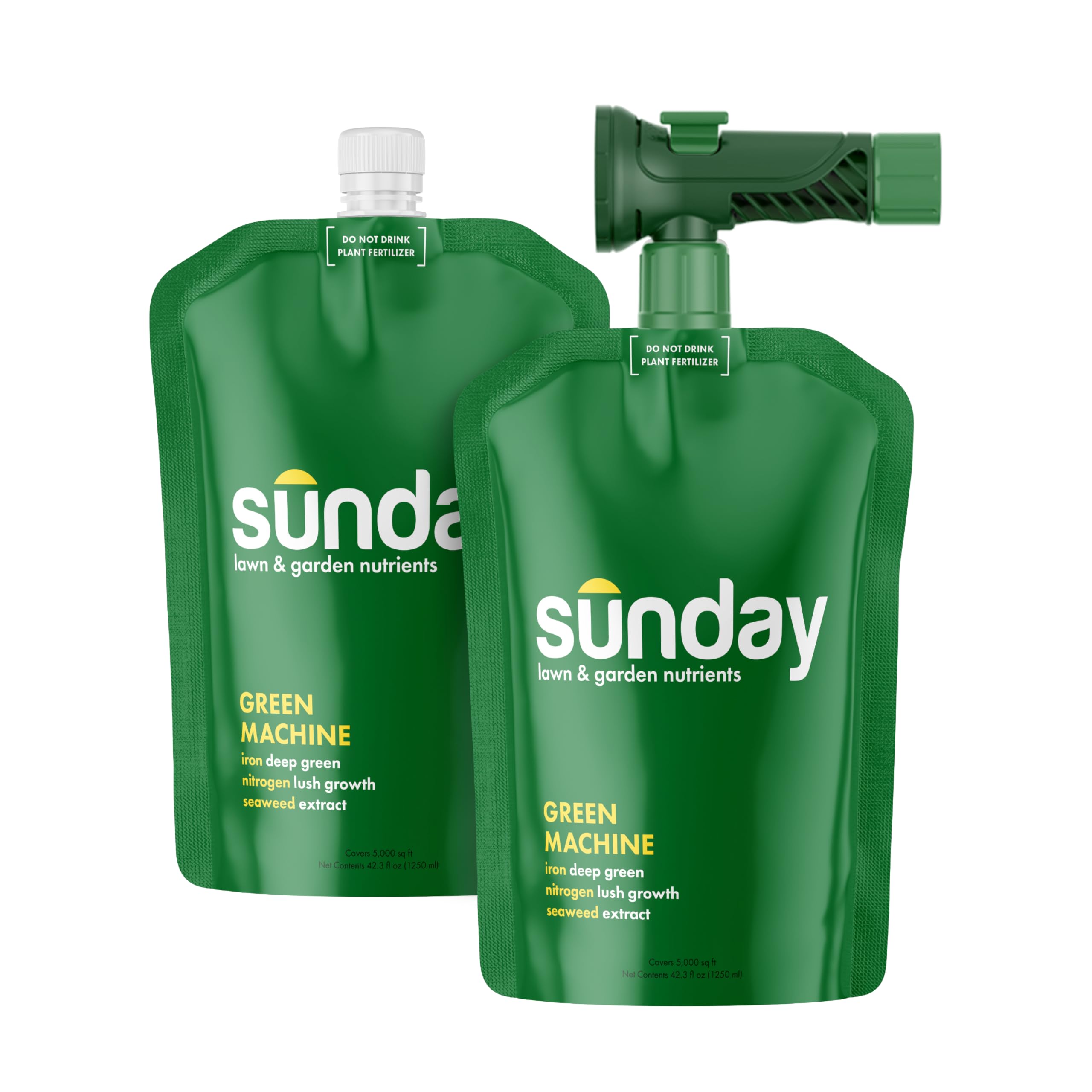 SUNDAY envase frontal del Green Machine mostrando el pack y cobertura