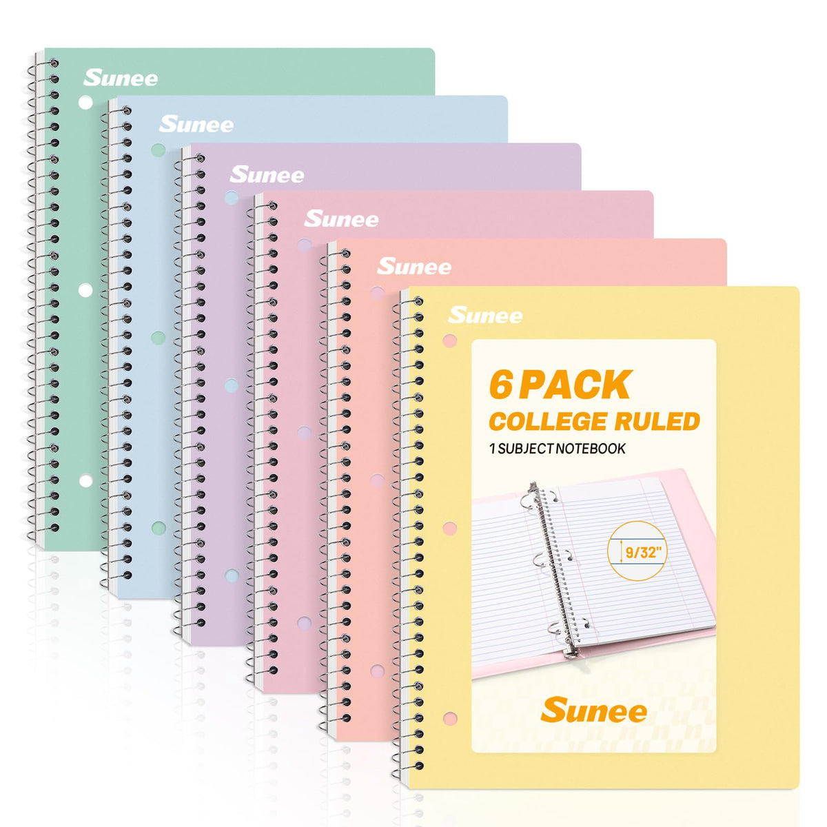 SUNEE paquete frontal de cuadernos pastel para identificar materias
