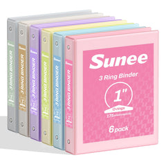 SUNEE pastel binder front view showing clear pocket and easy labeling benefit
