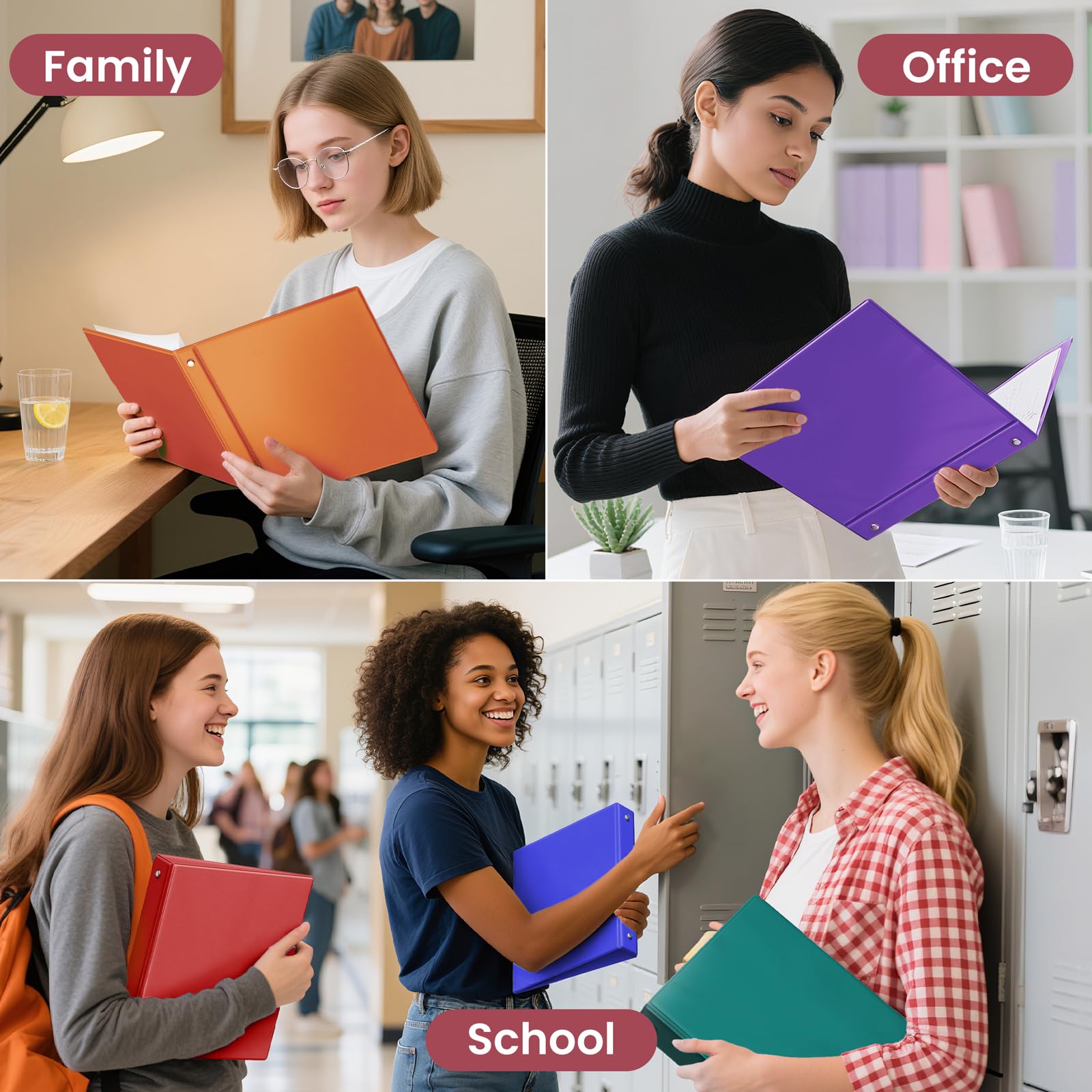 SUNEE size scale with paper displaying binder capacity and correct 8.5x11 fit