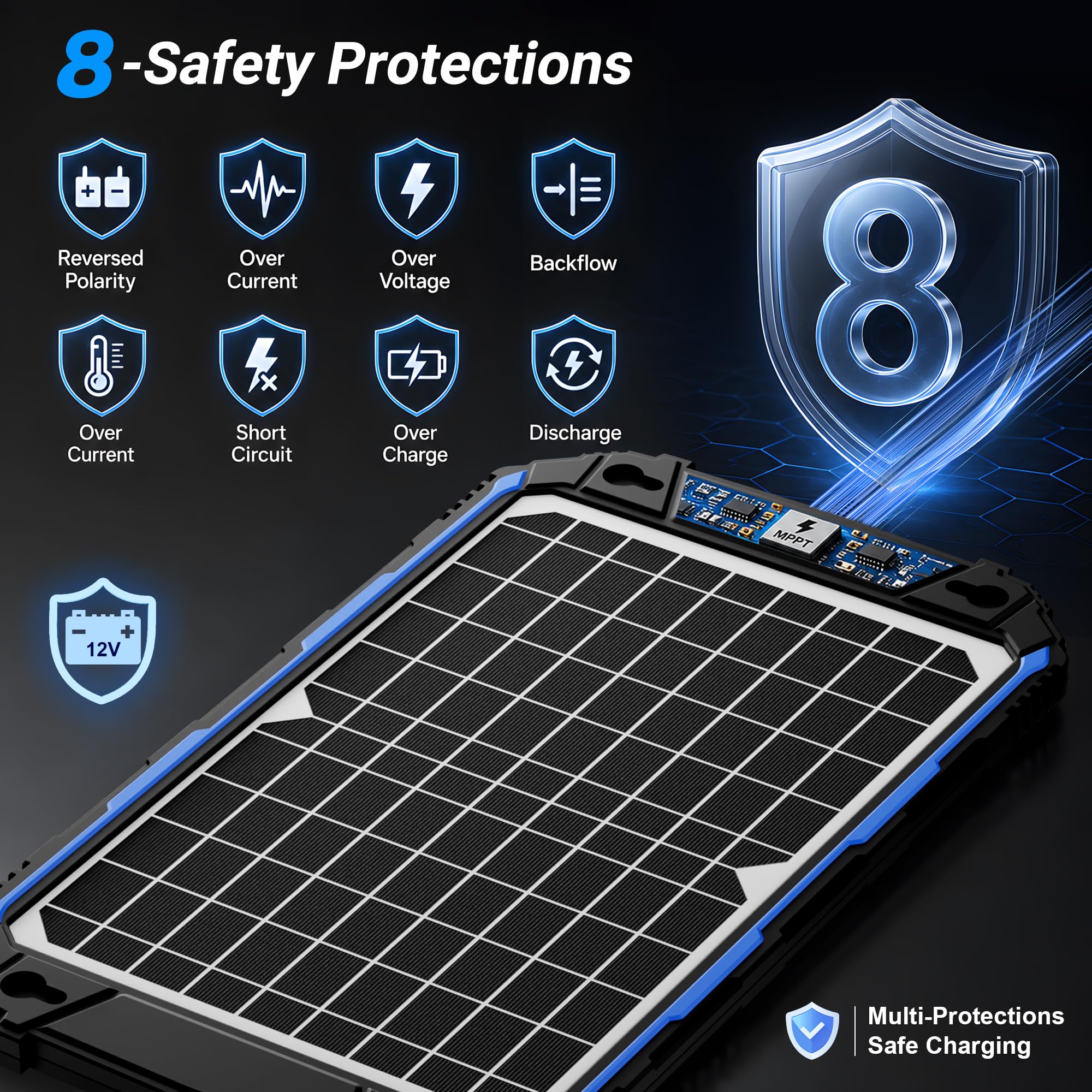 SUNER POWER primer plano de celdas solares A+ que maximizaan energía