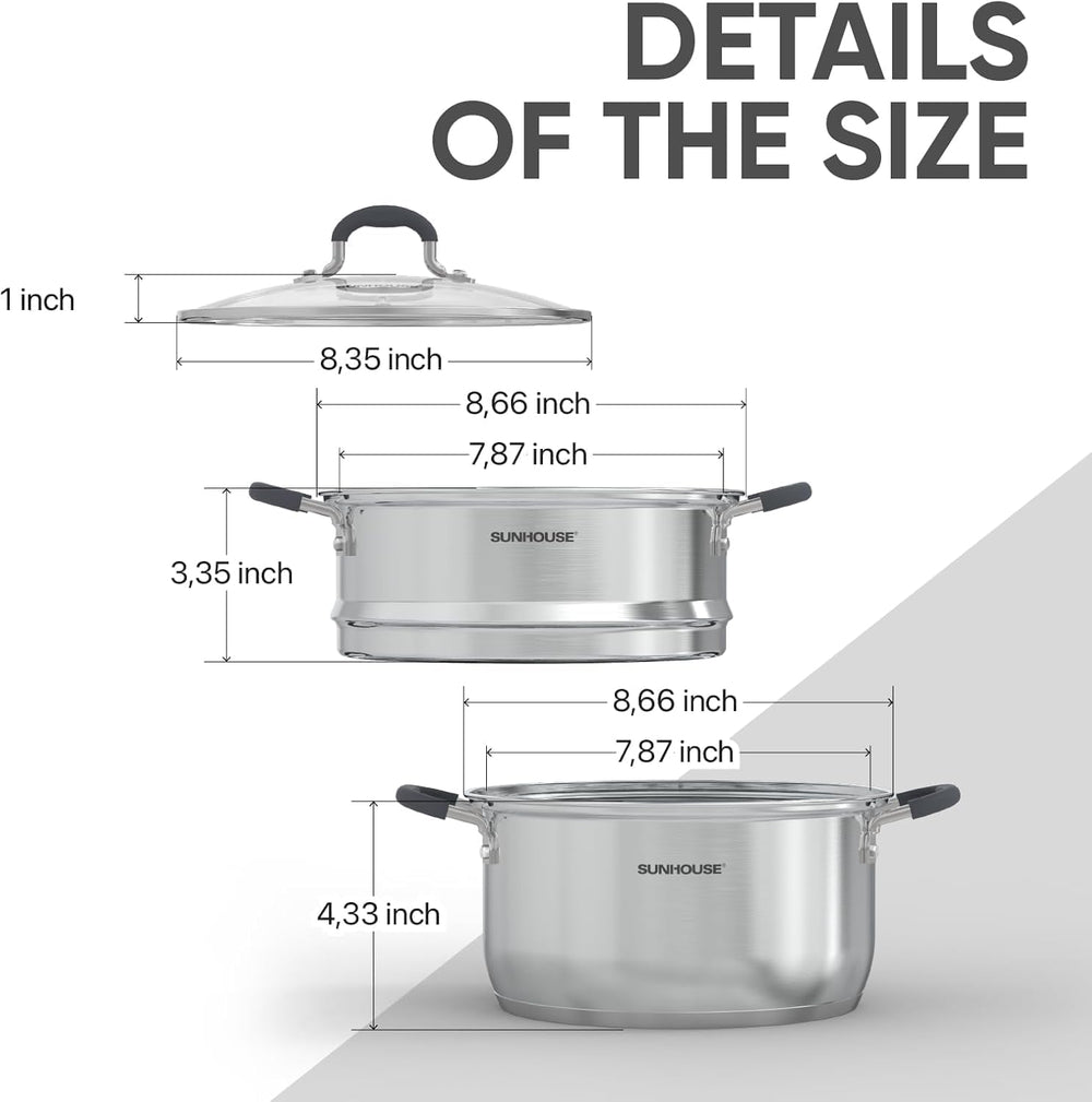 Sunhouse comparación de tamaño 3.1 qt para entender la escala