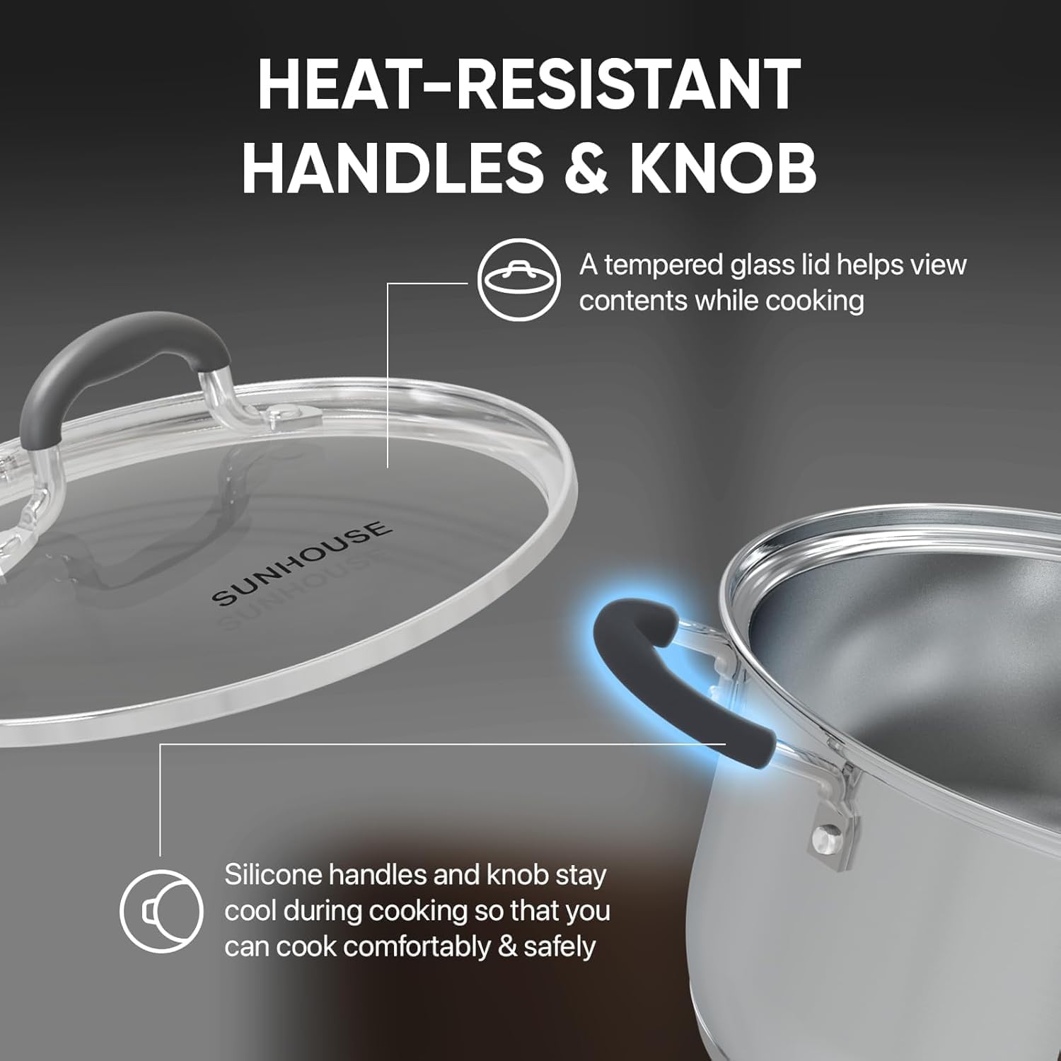 Sunhouse tapa de vidrio templado para vigilar la cocción sin perder calor