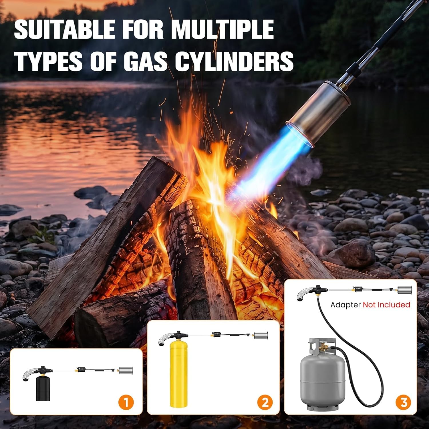 SuniqFyre torch held to show scale and comfortable 30-inch reach