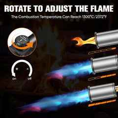 SuniqFyre wide heavy-duty nozzle close-up delivering a steady flame