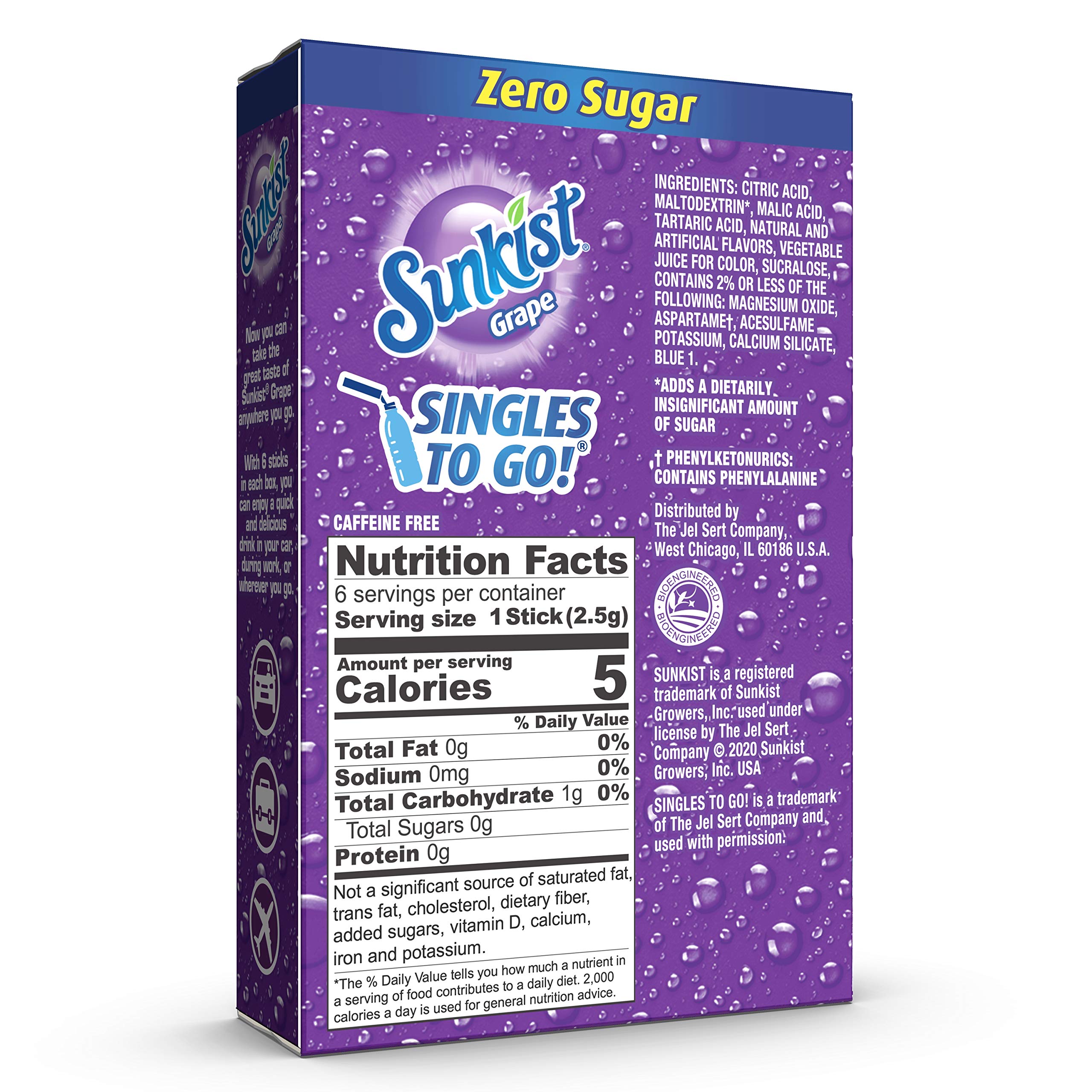 SINGLES TO GO! Sunkist sobre vertido en botella al aire libre para hidratación rápida