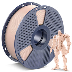 SUNLU filamento PLA beige vista frontal del carrete con acabado uniforme